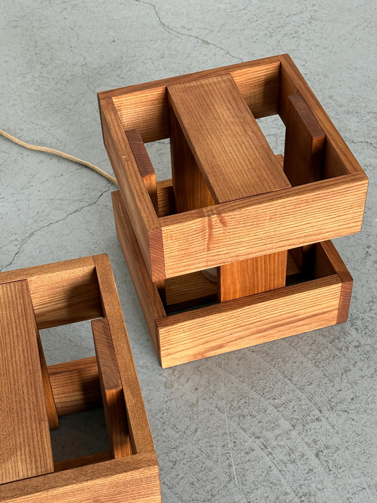 Architectural Wooden Box Table Lamps