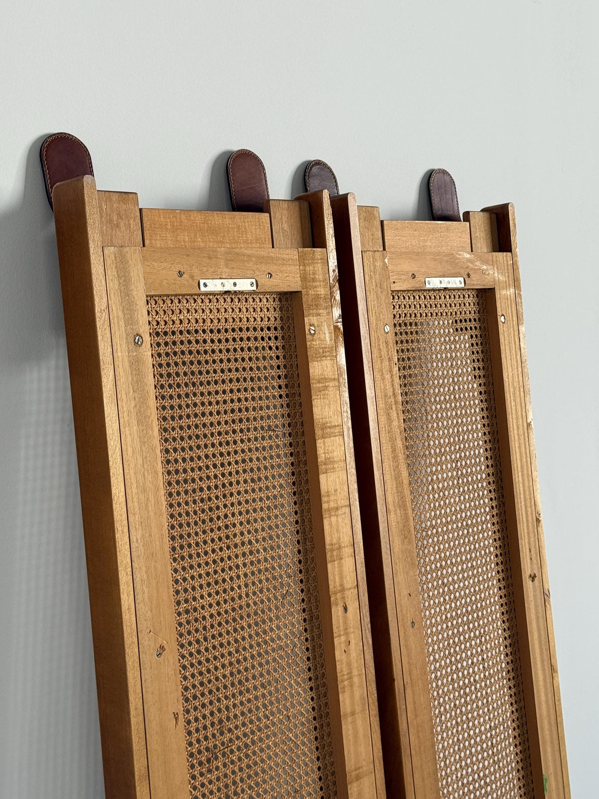 La Moderna Wall-Mounted Coat Rack in Cane and Leather