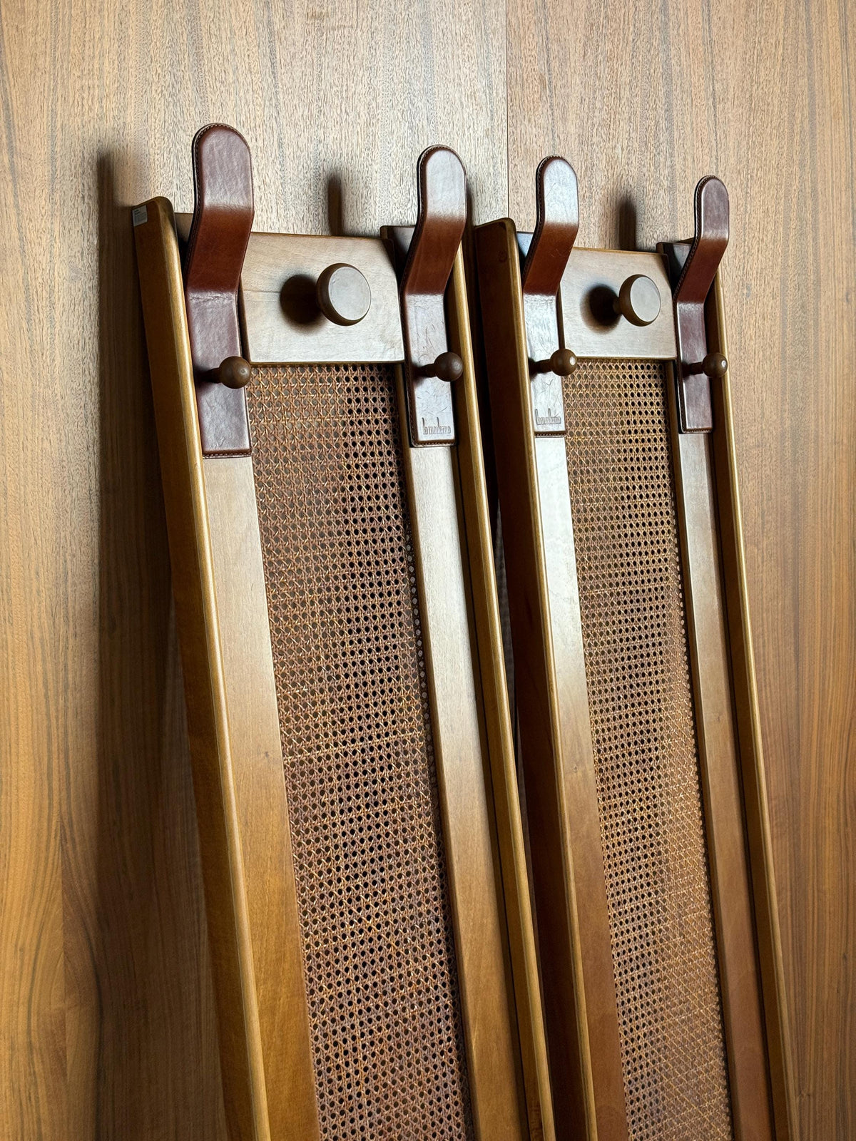 La Moderna Wall-Mounted Coat Rack in Cane and Leather