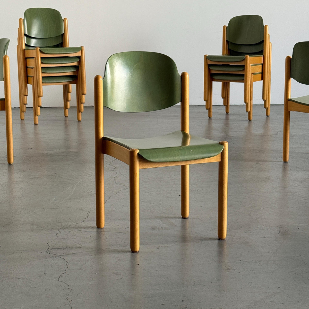 Modernist Stackable Chair in Green Plywood