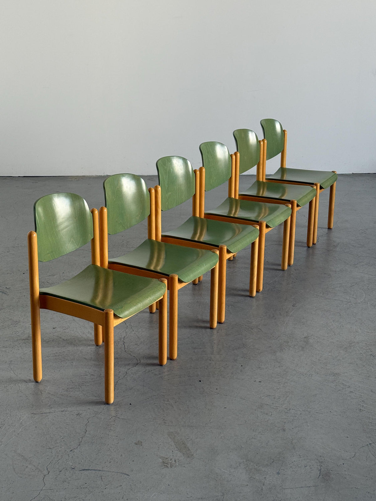 Modernist Stackable Chair in Green Plywood