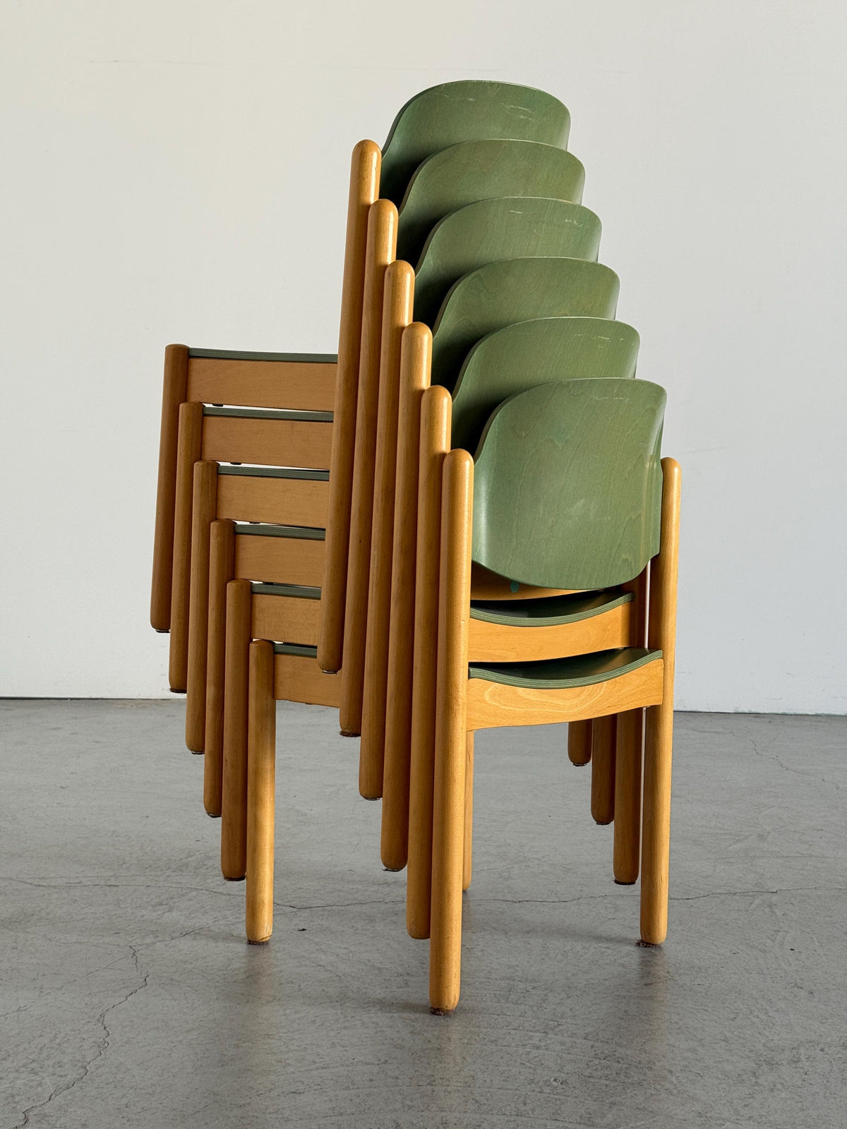 Modernist Stackable Chair in Green Plywood