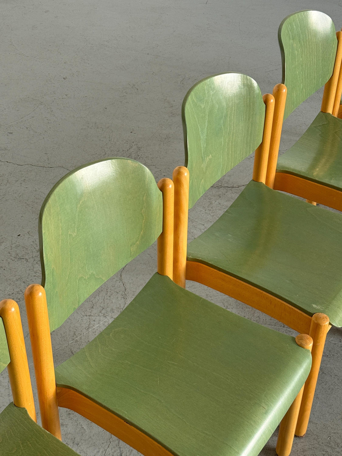 Modernist Stackable Chair in Green Plywood