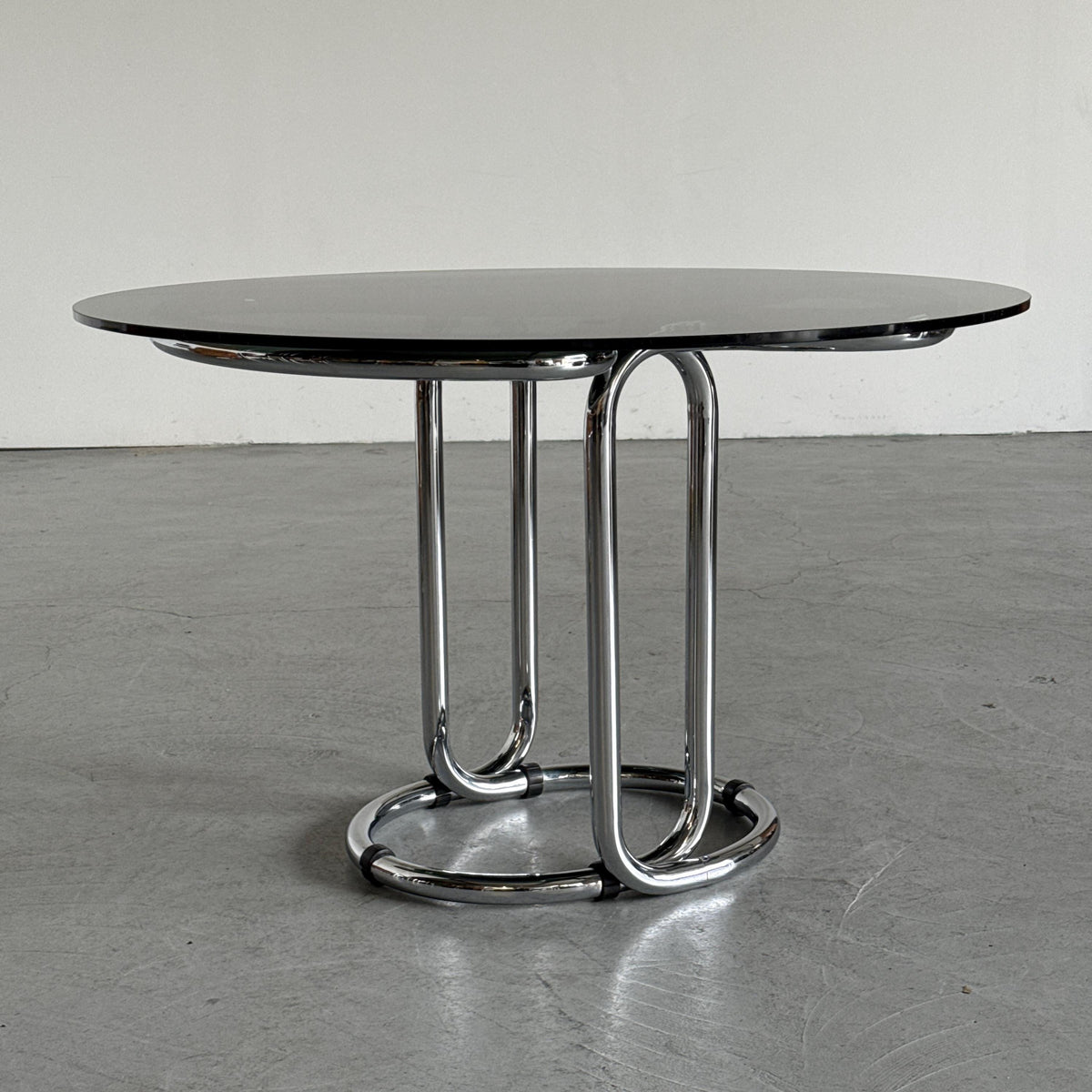Round Smoked Glass & Chrome Dining Table