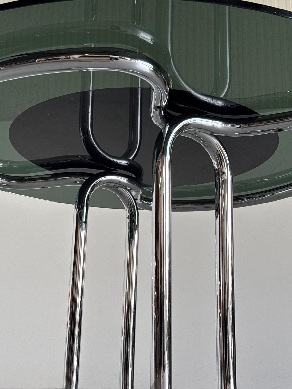 Round Smoked Glass & Chrome Dining Table