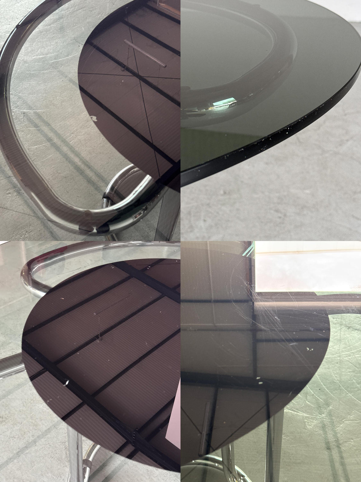 Round Smoked Glass & Chrome Dining Table