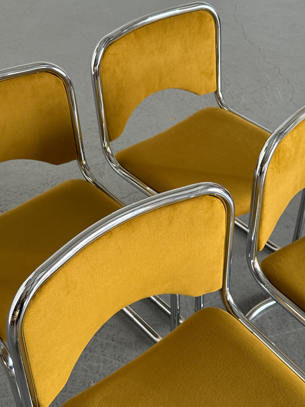 Modernist Cantilever Chairs in Dijon Velvet