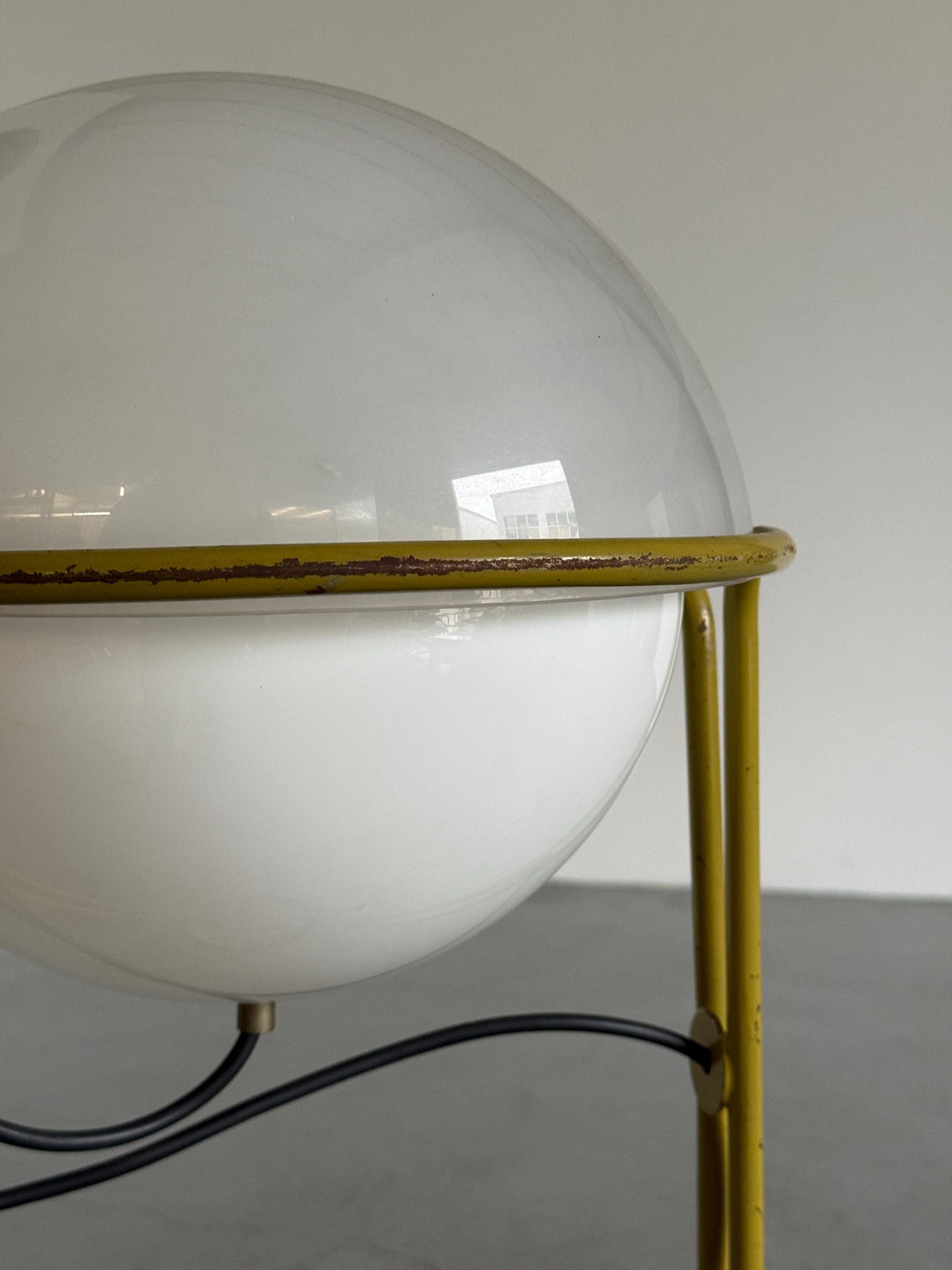 Globe Floor Lamp with Tubular Yellow Metal