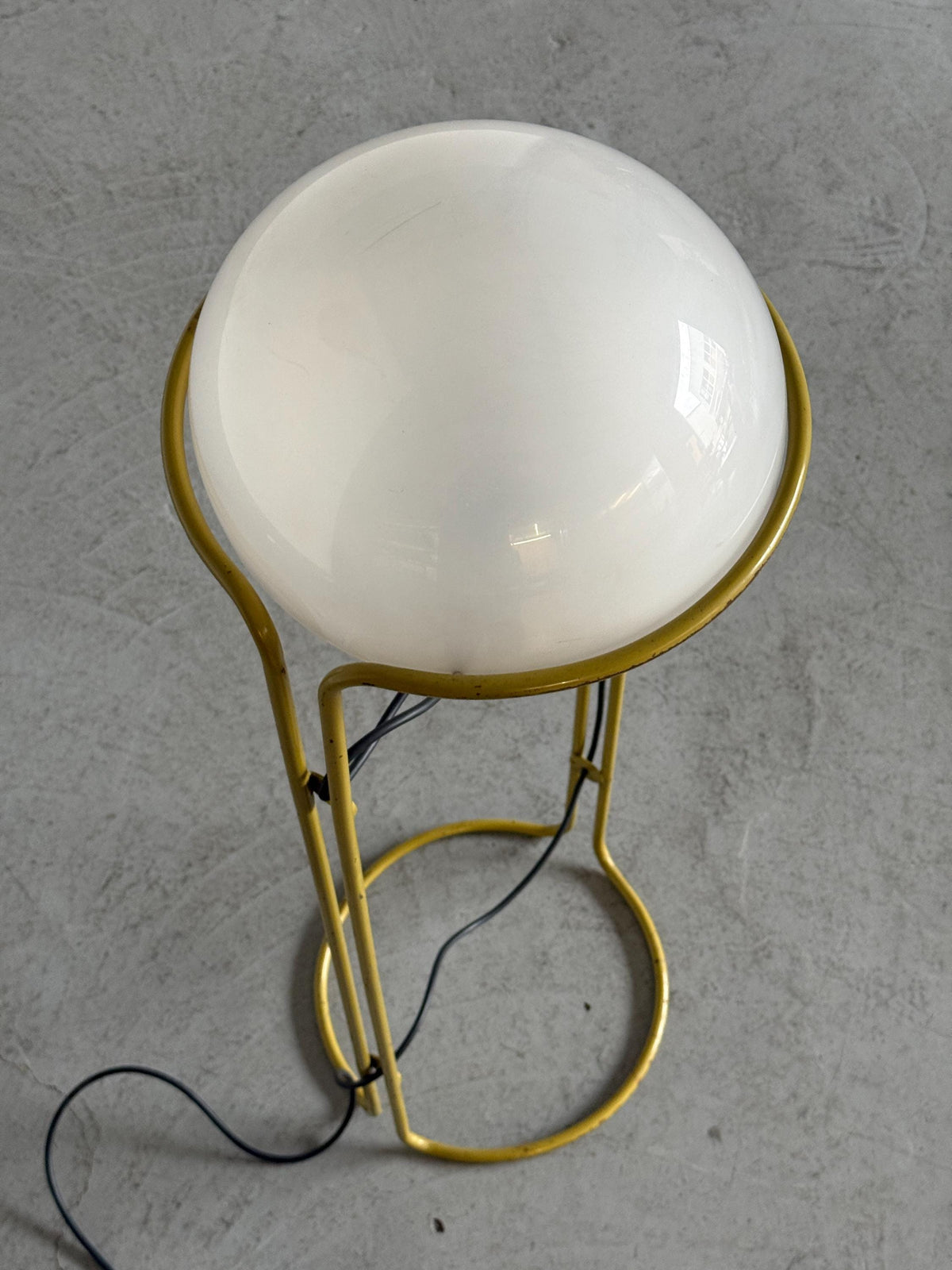 Globe Floor Lamp with Tubular Yellow Metal