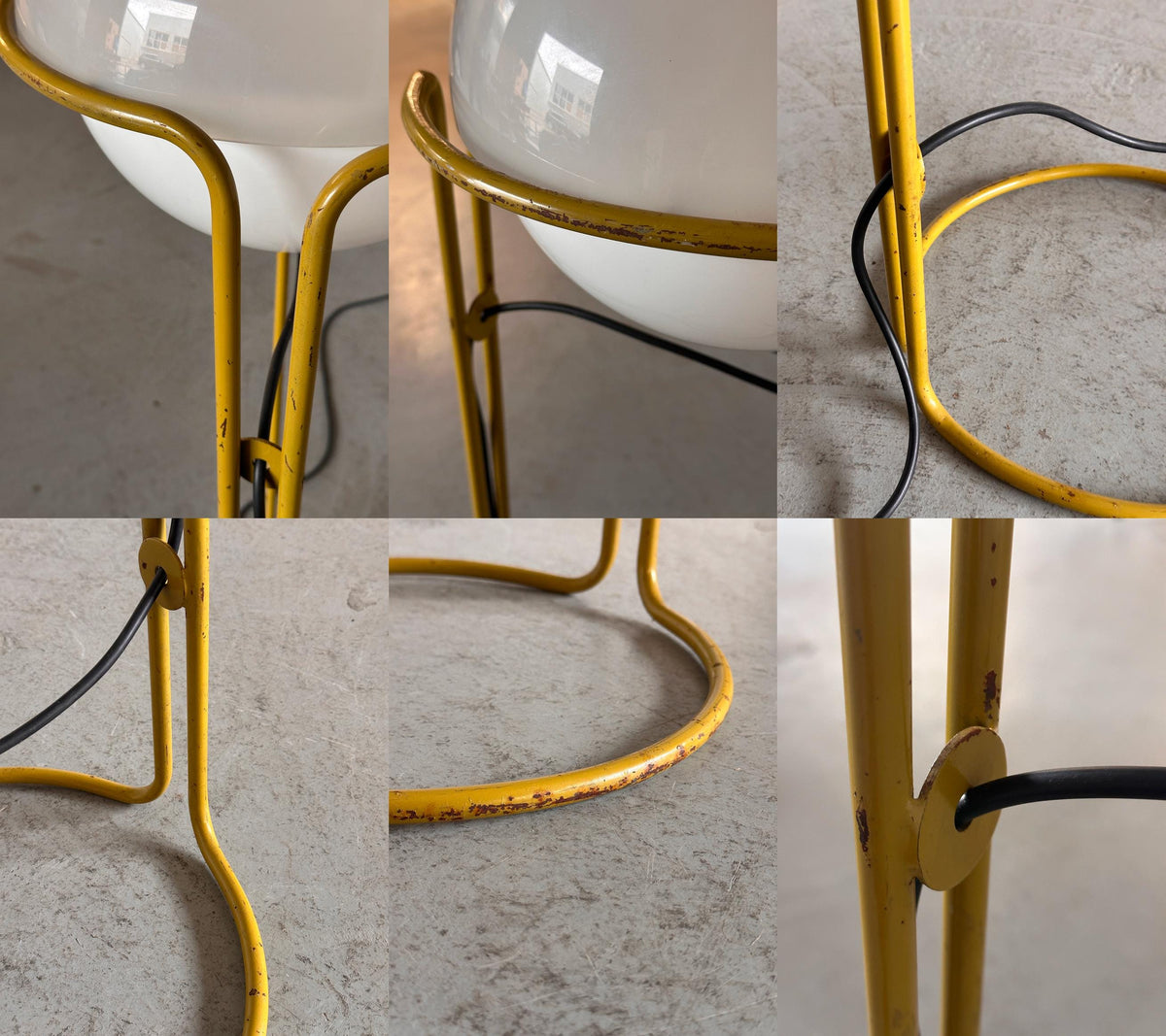 Globe Floor Lamp with Tubular Yellow Metal