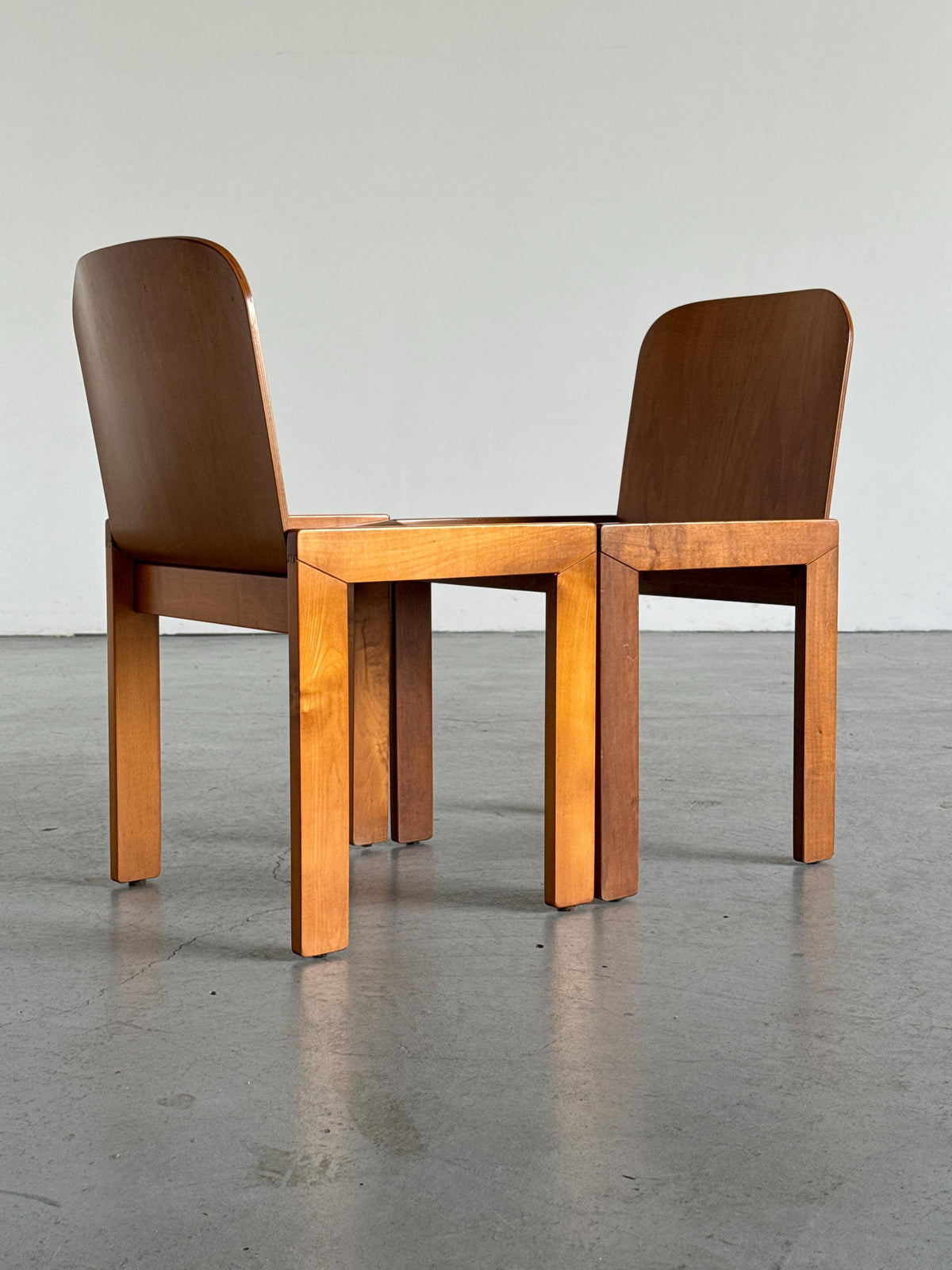 Plywood and Ash Dining Chairs Attributed to Molteni