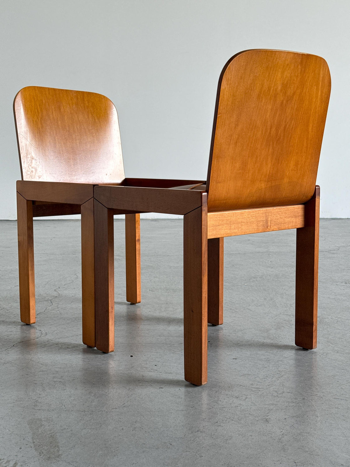 Plywood and Ash Dining Chairs Attributed to Molteni