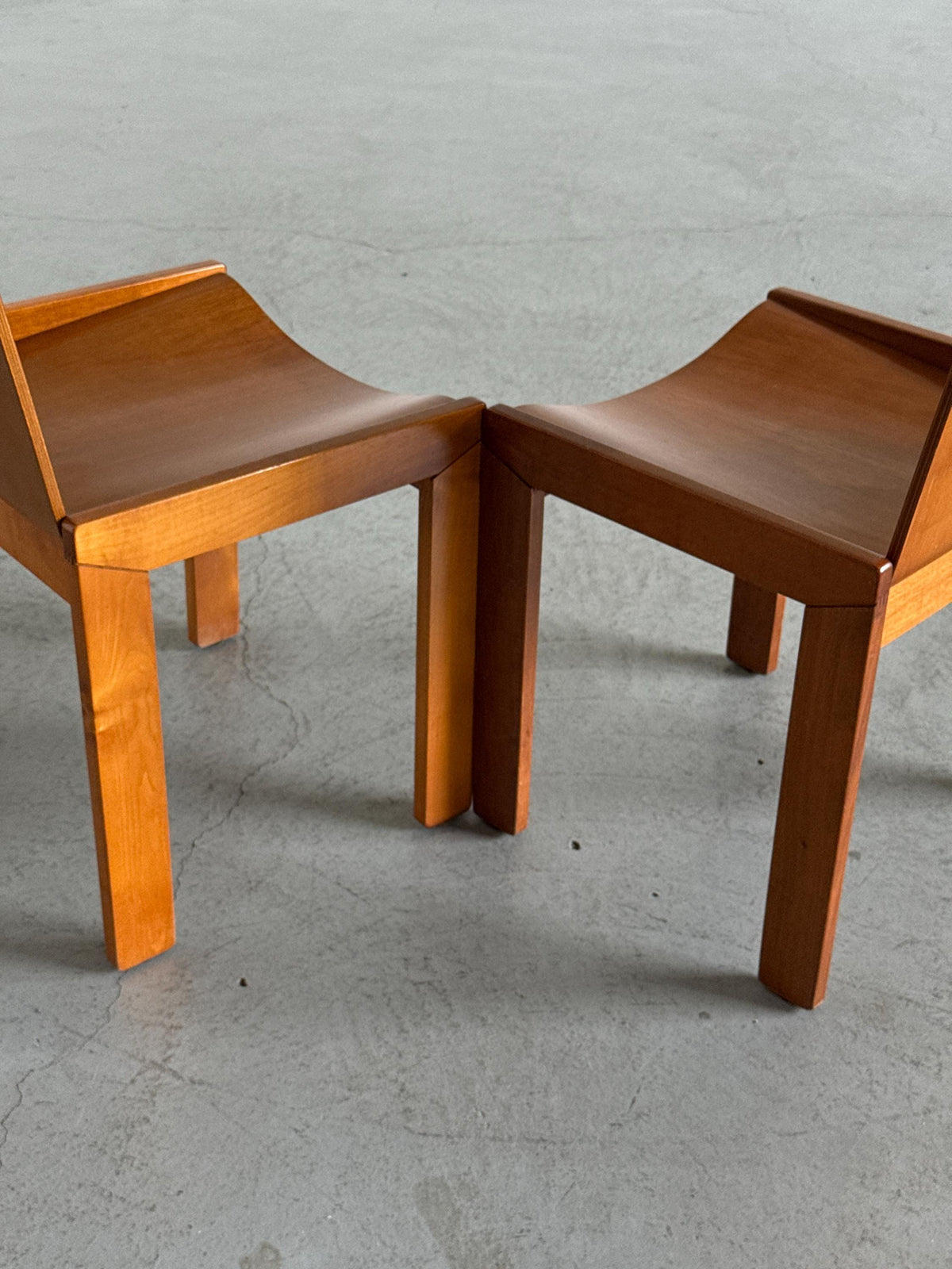 Plywood and Ash Dining Chairs Attributed to Molteni
