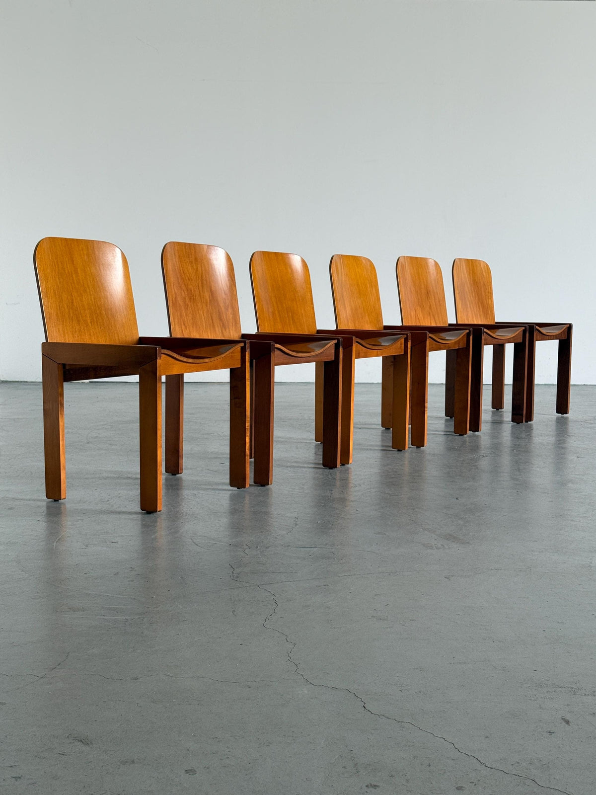 Plywood and Ash Dining Chairs Attributed to Molteni