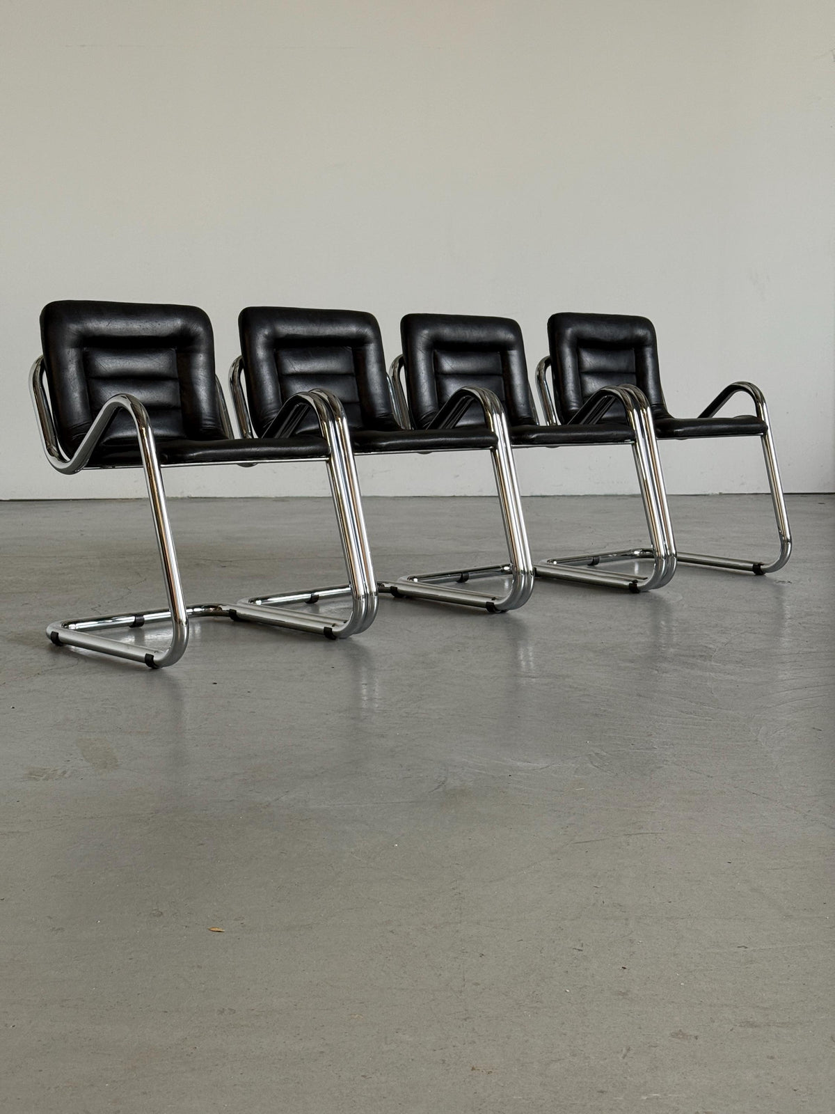 Tubular Chrome Zig-Zag Cantilever Armchair