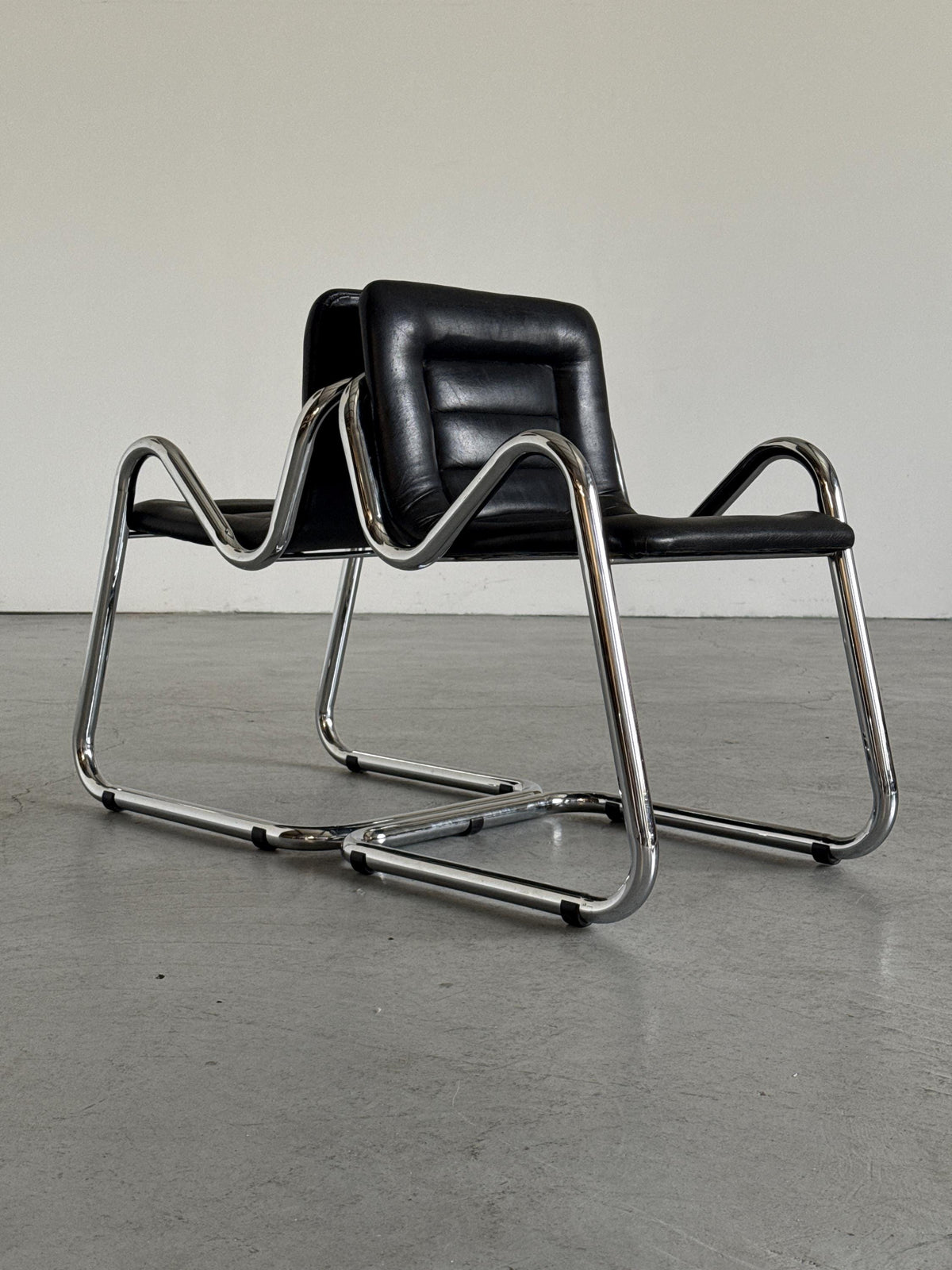 Tubular Chrome Zig-Zag Cantilever Armchair
