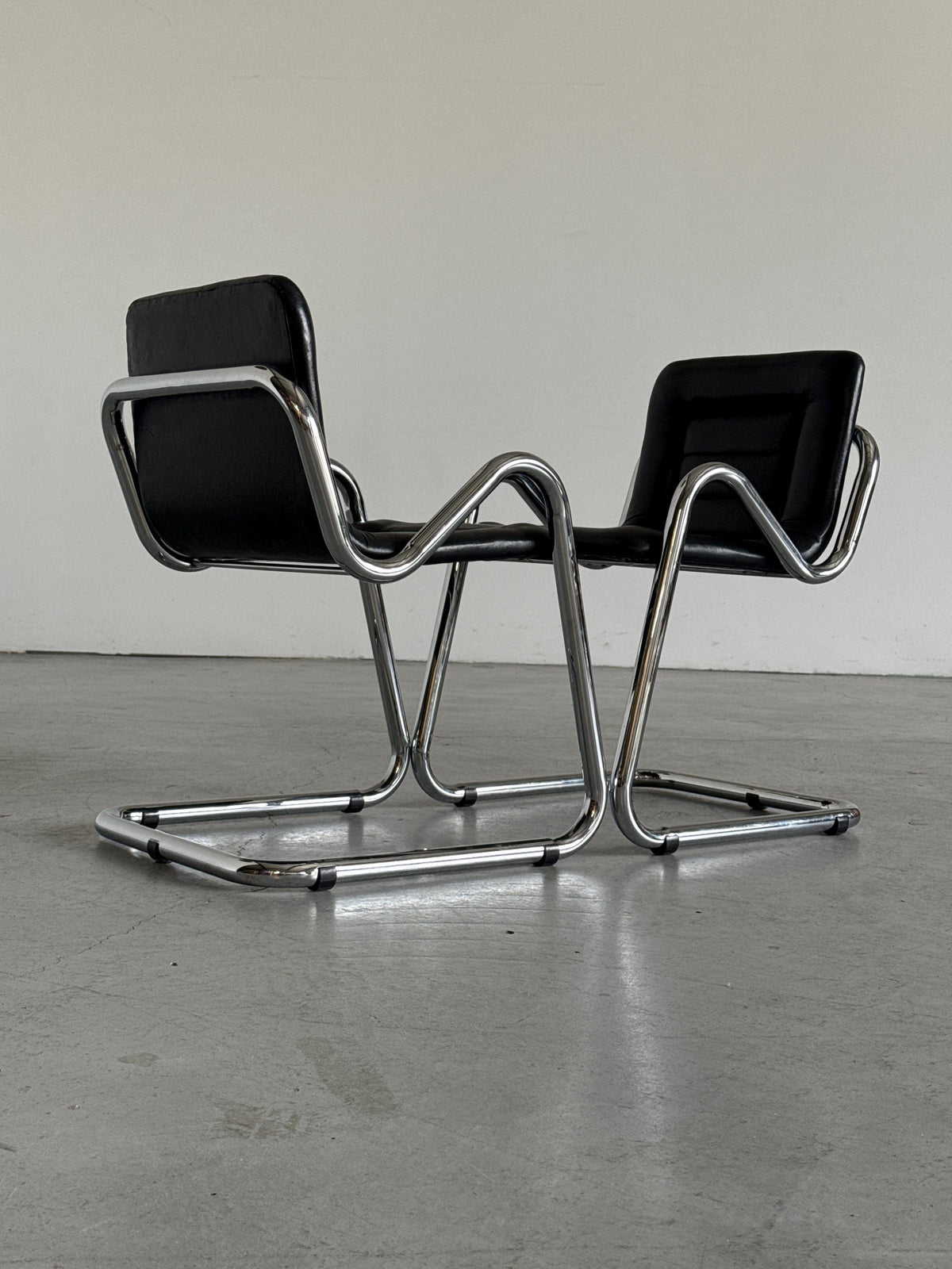 Tubular Chrome Zig-Zag Cantilever Armchair