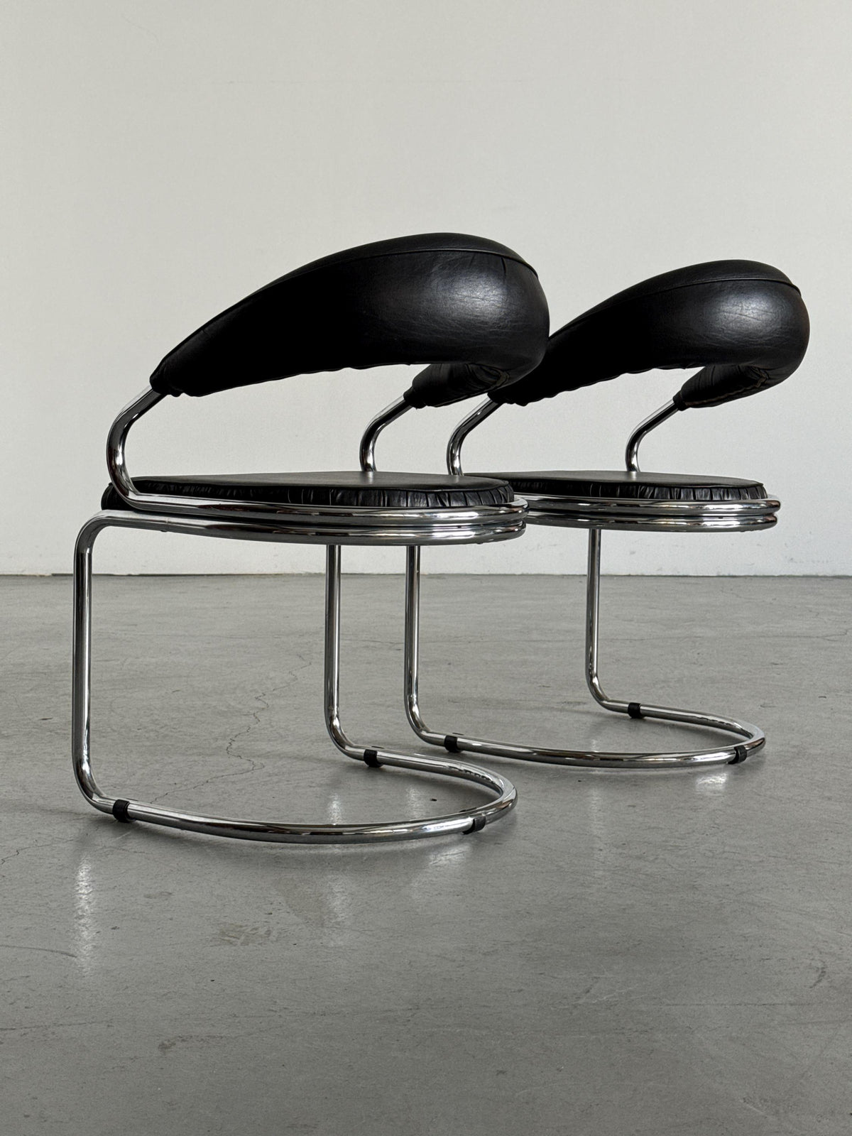 Giotto Stoppino Chrome Tubular Armchairs