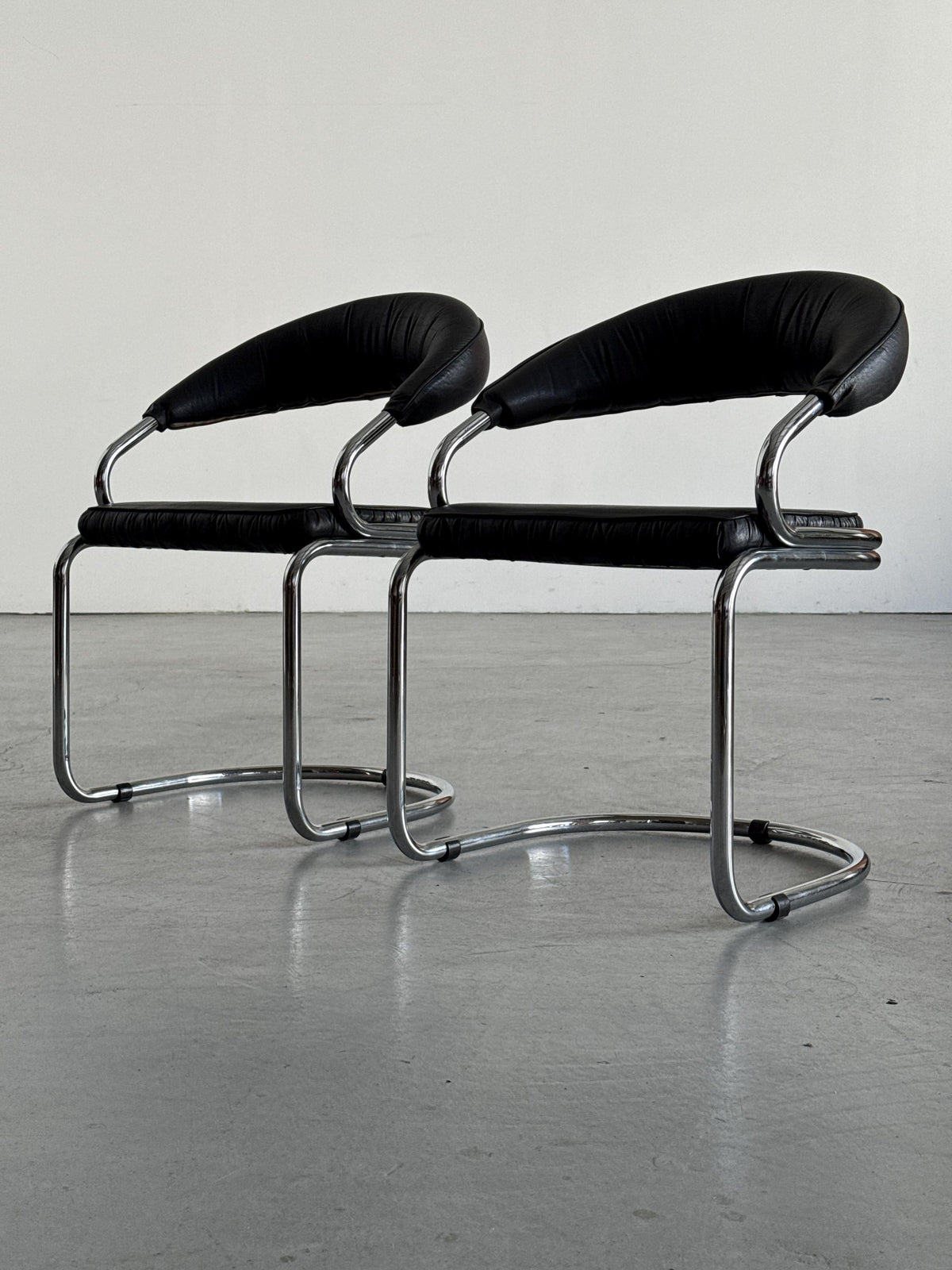 Giotto Stoppino Chrome Tubular Armchairs