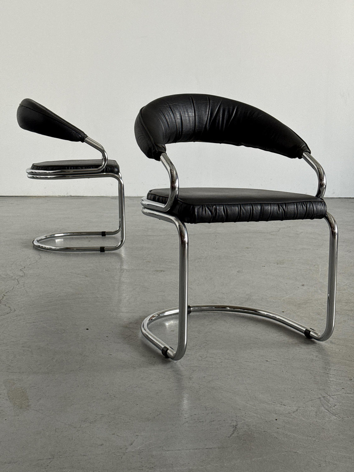Giotto Stoppino Chrome Tubular Armchairs