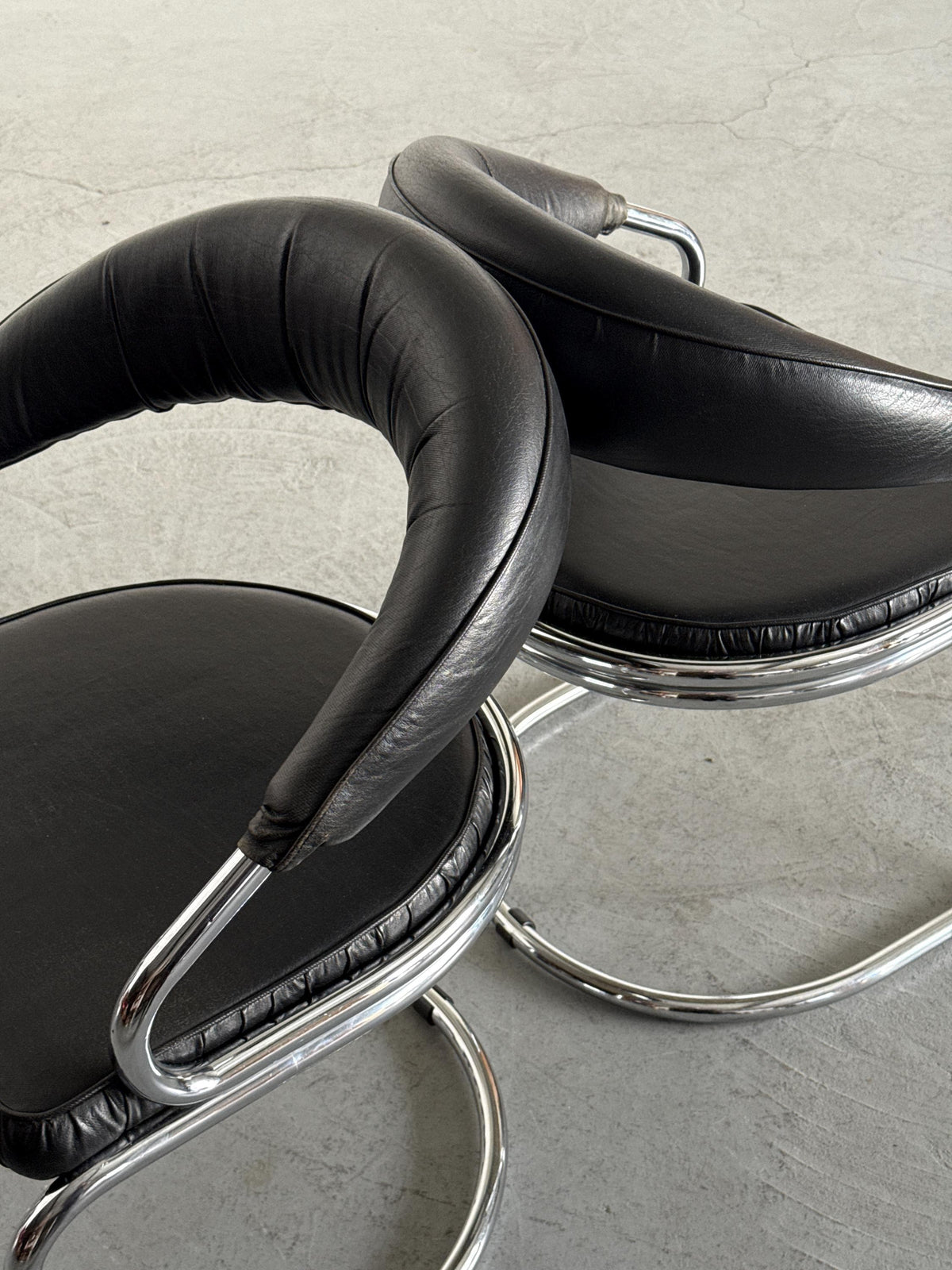 Giotto Stoppino Chrome Tubular Armchairs