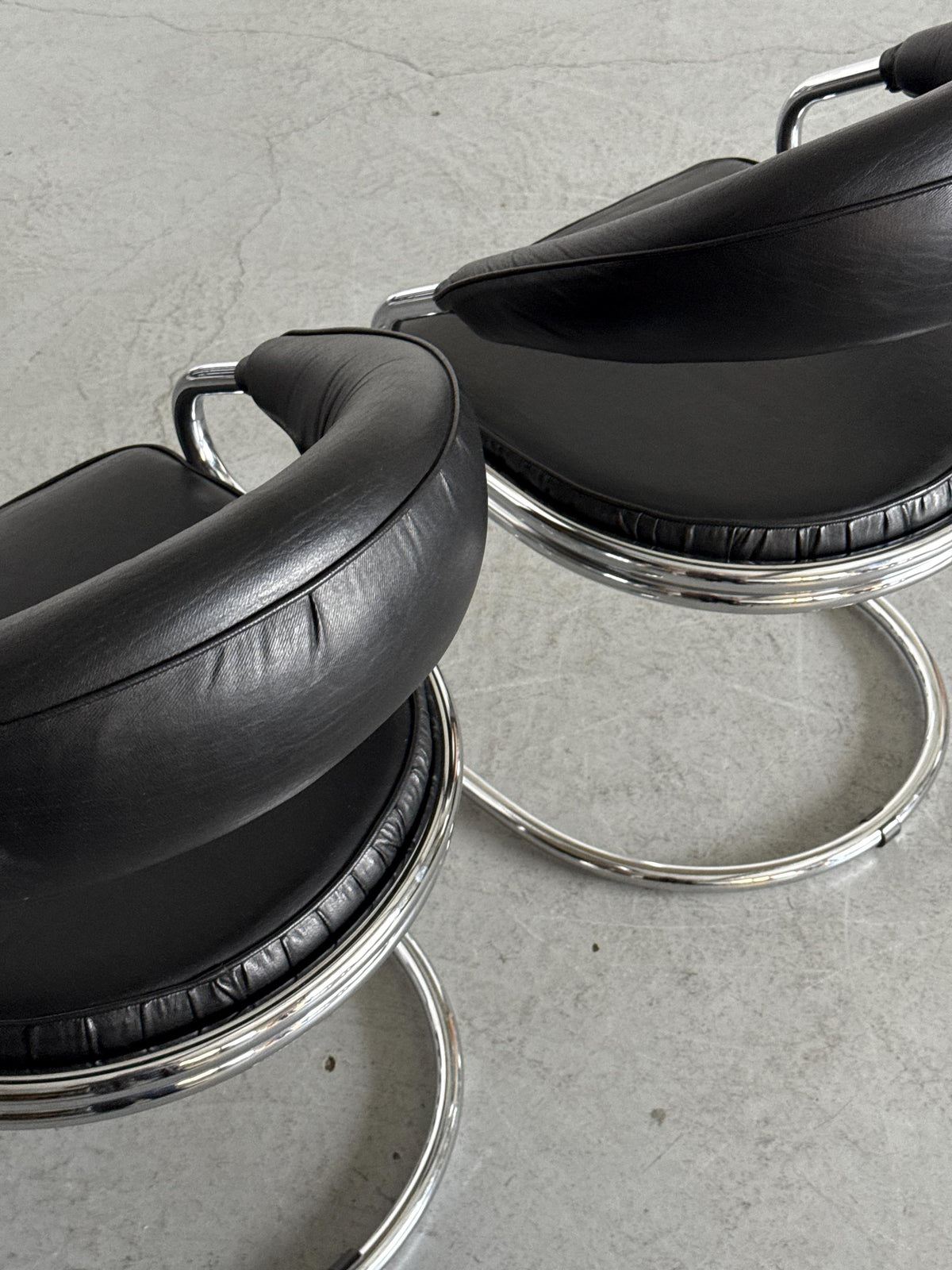 Giotto Stoppino Chrome Tubular Armchairs