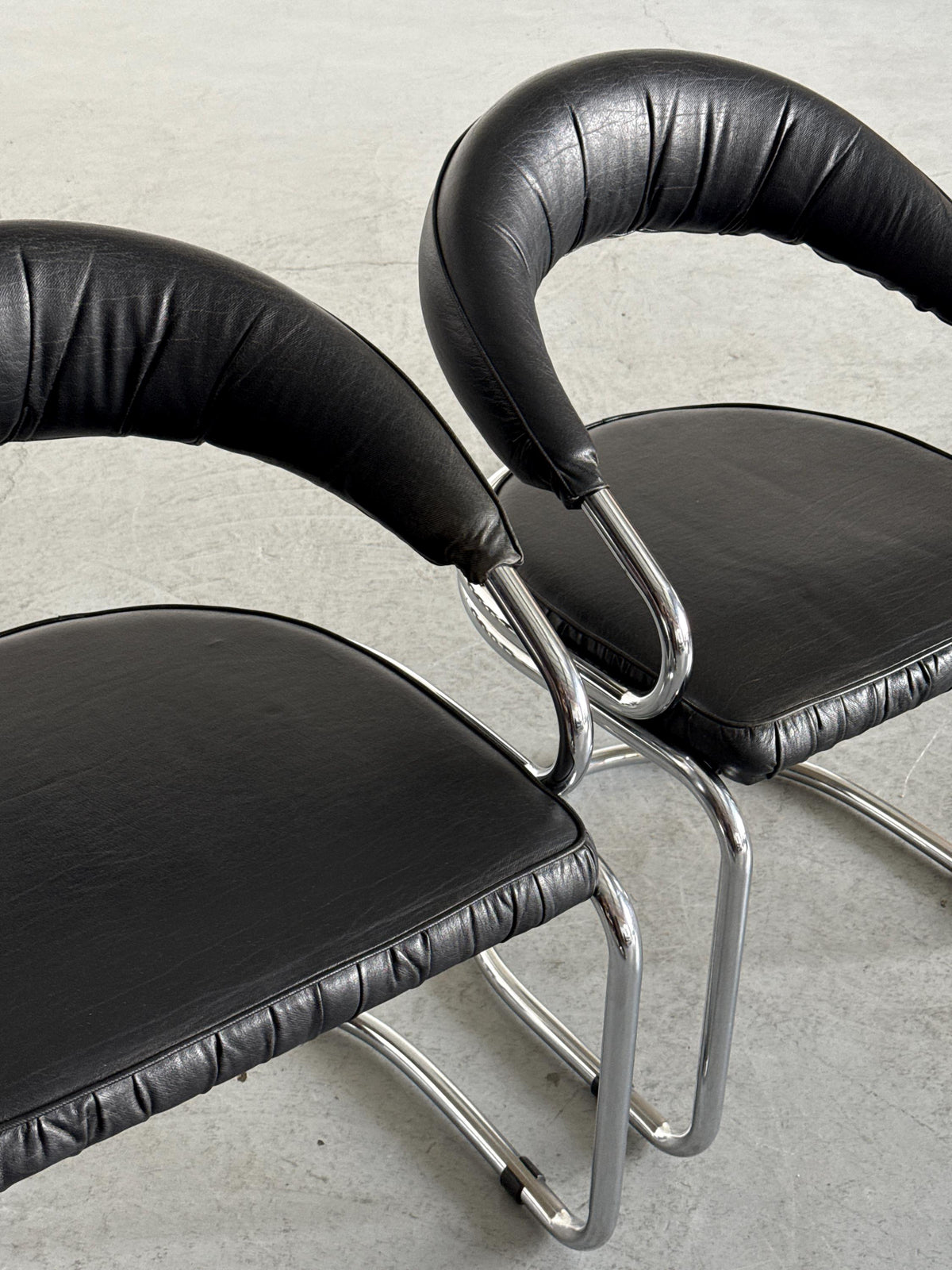 Giotto Stoppino Chrome Tubular Armchairs