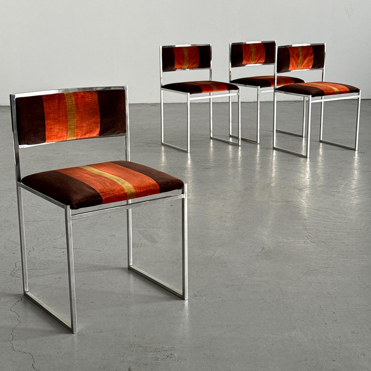 SQ-AL Dining Chairs Attributed to Willy Rizzo