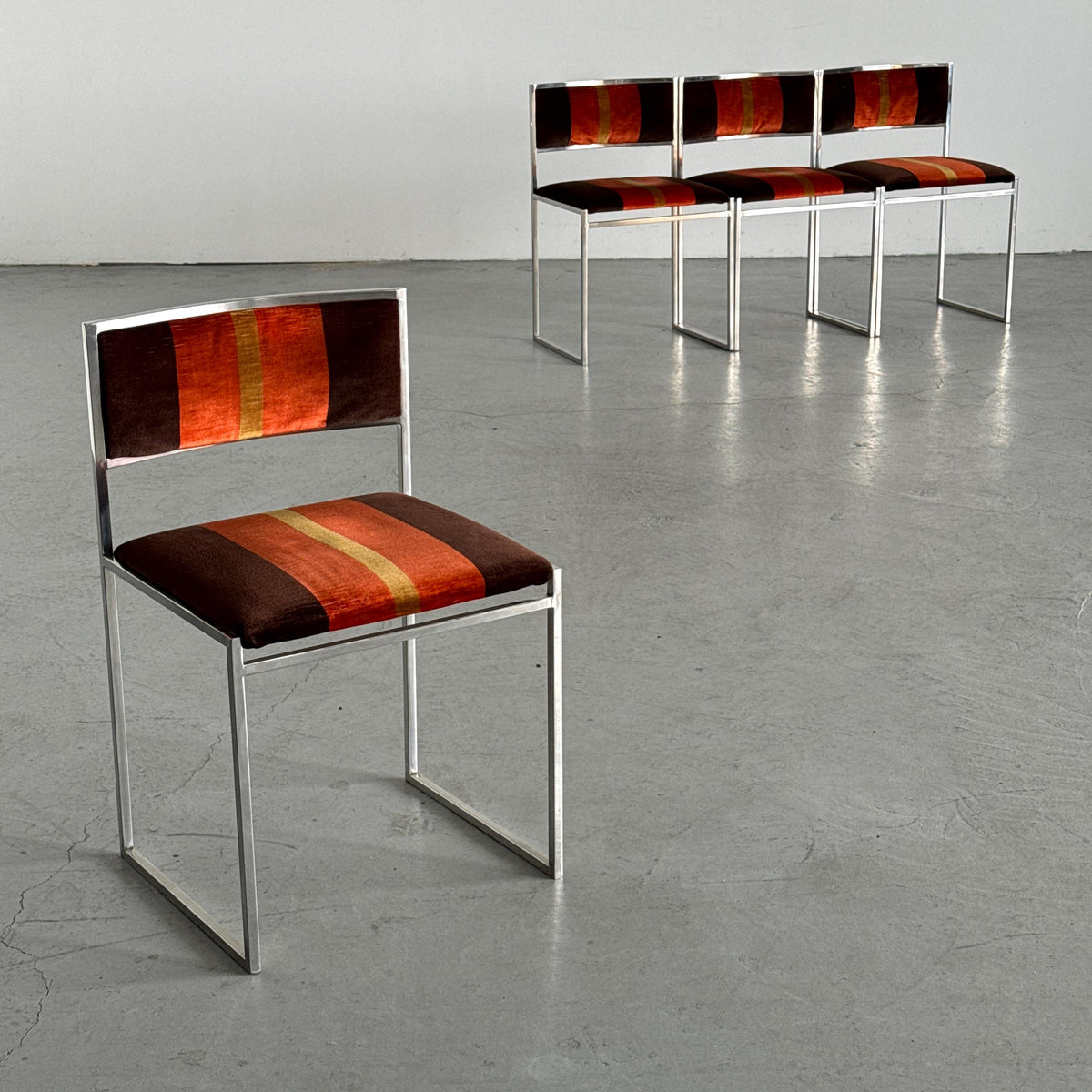 SQ-AL Dining Chairs Attributed to Willy Rizzo