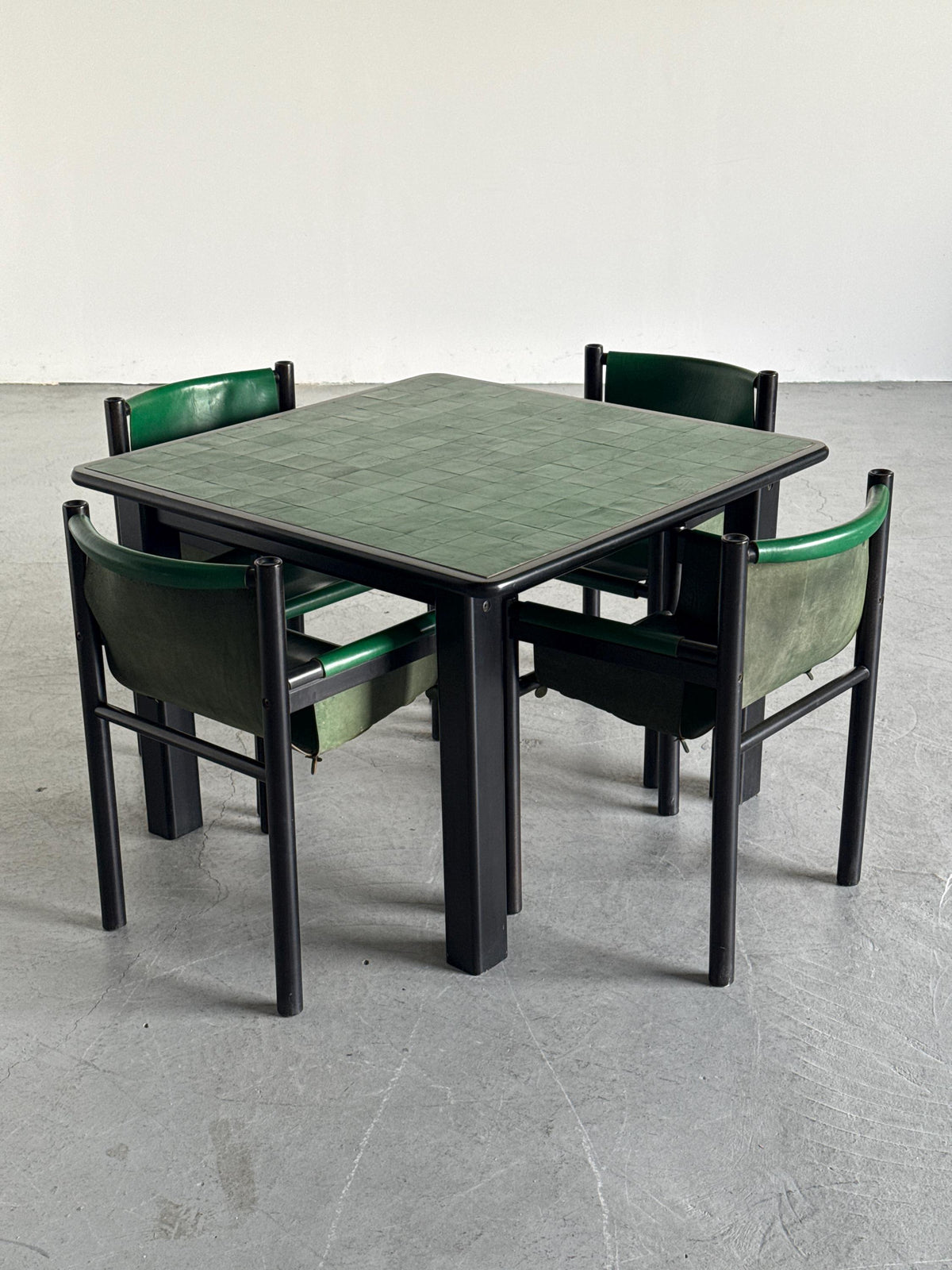 Postmodern Green Leather Armchairs by Ibisco Sedie