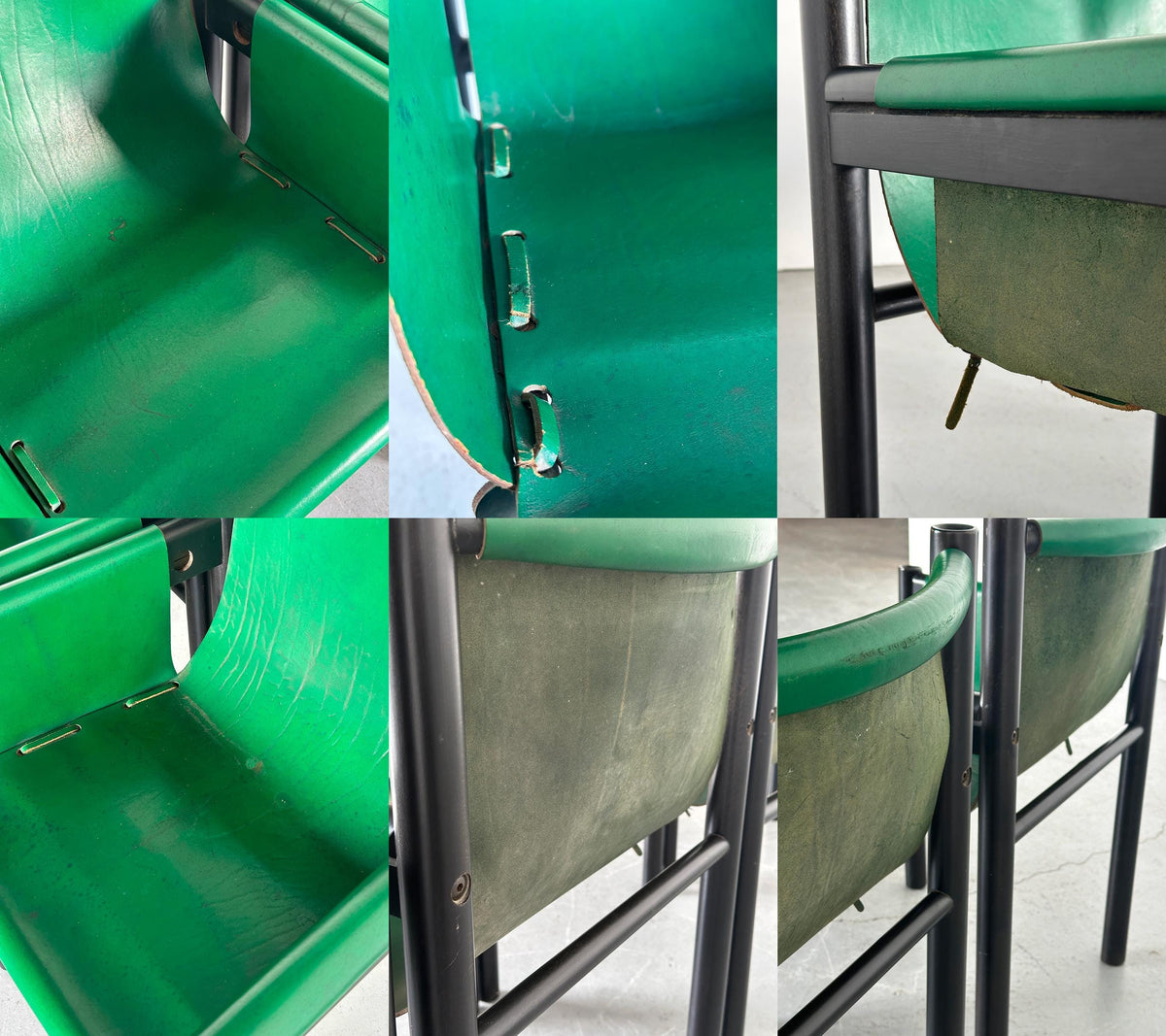 Postmodern Green Leather Armchairs by Ibisco Sedie