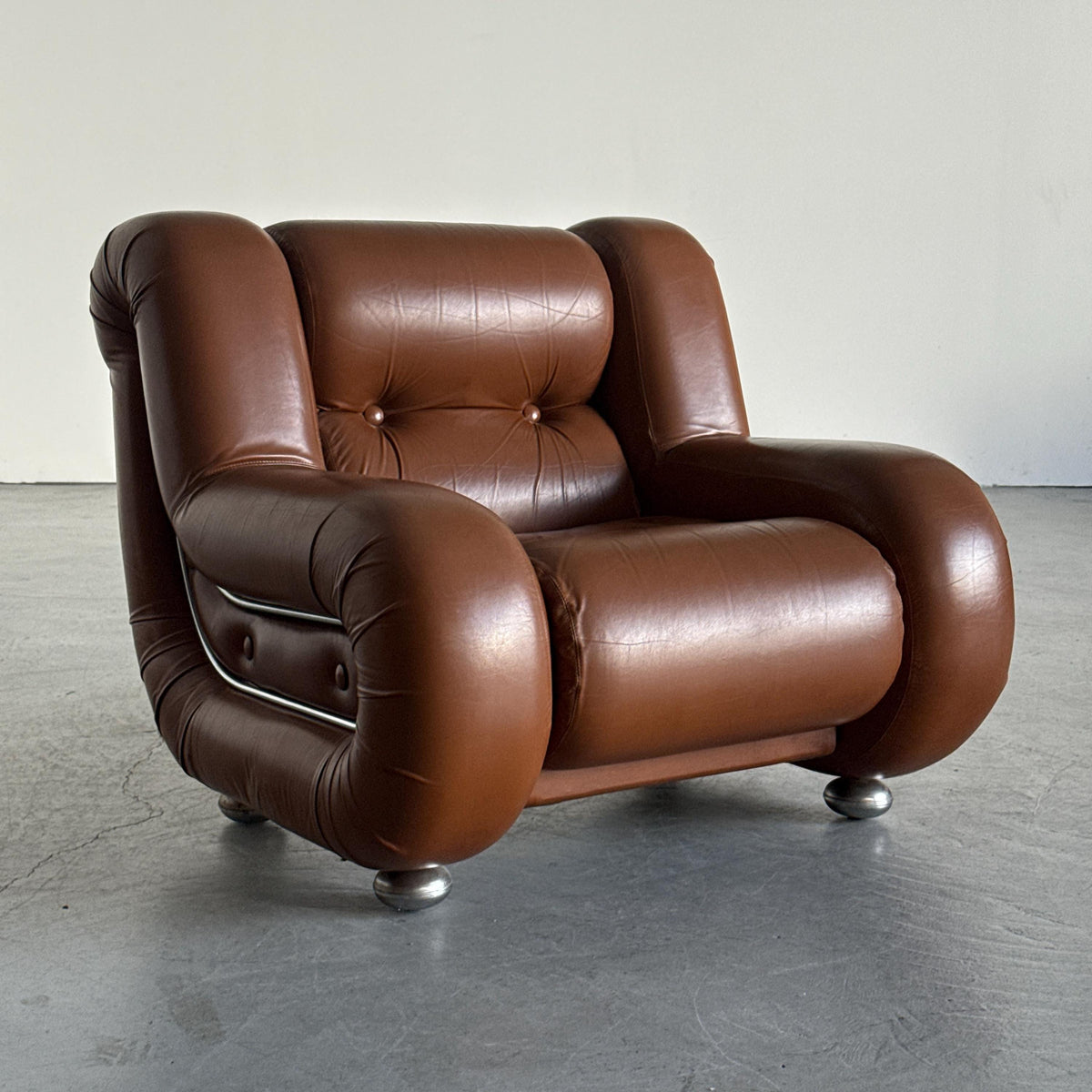 Space Age Armchair in Cognac Leather