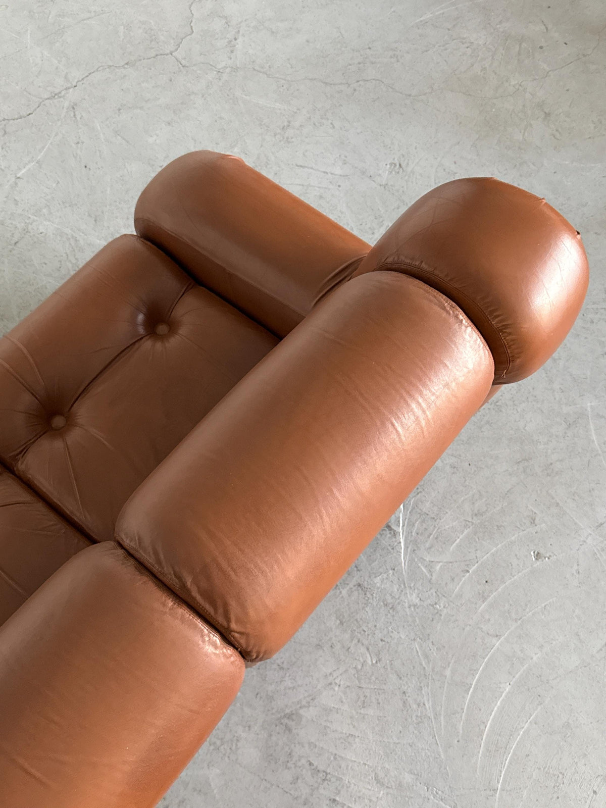Space Age Three-Seat Sofa in Cognac Leather