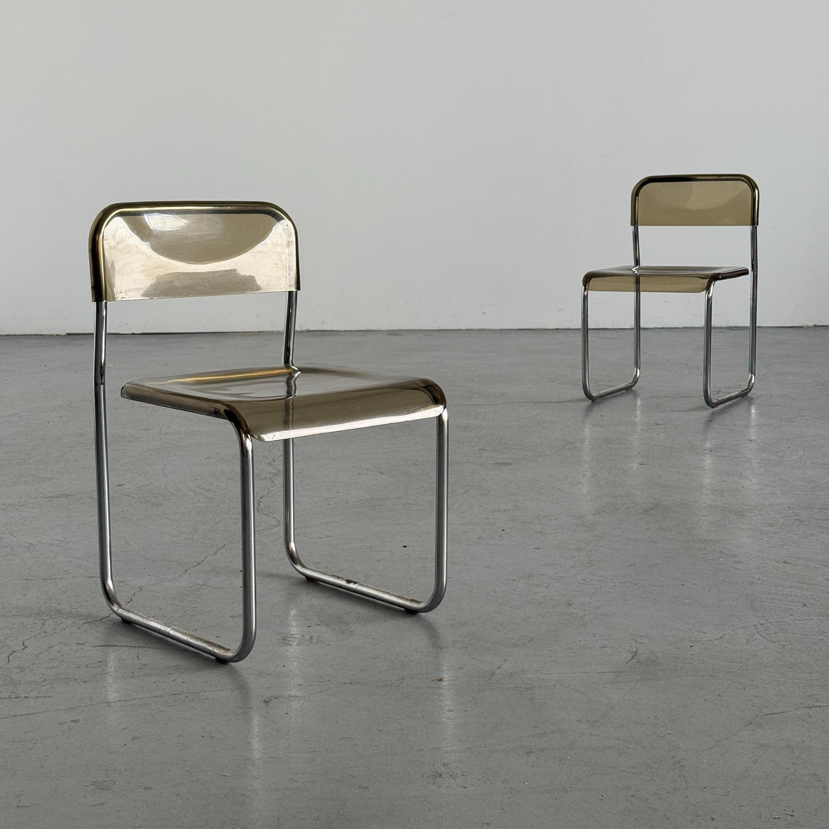 Arc Linea Chairs in Translucent Plastic and Chrome