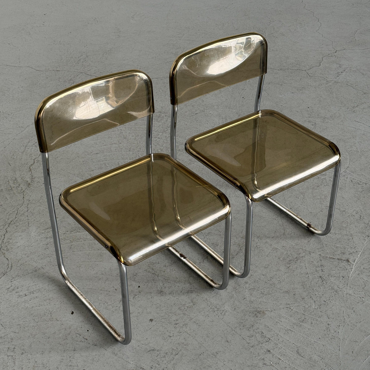 Arc Linea Chairs in Translucent Plastic and Chrome
