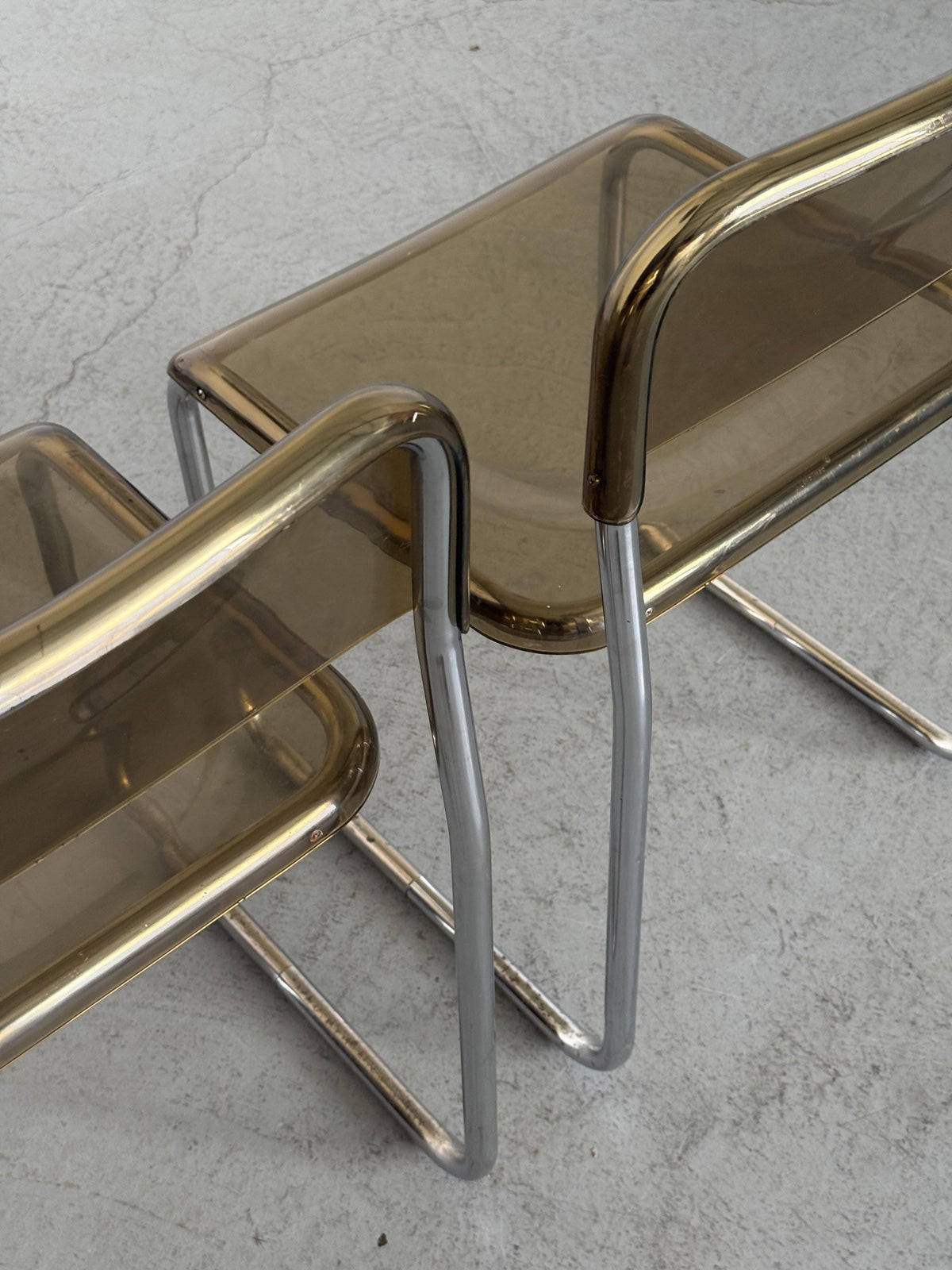 Arc Linea Chairs in Translucent Plastic and Chrome