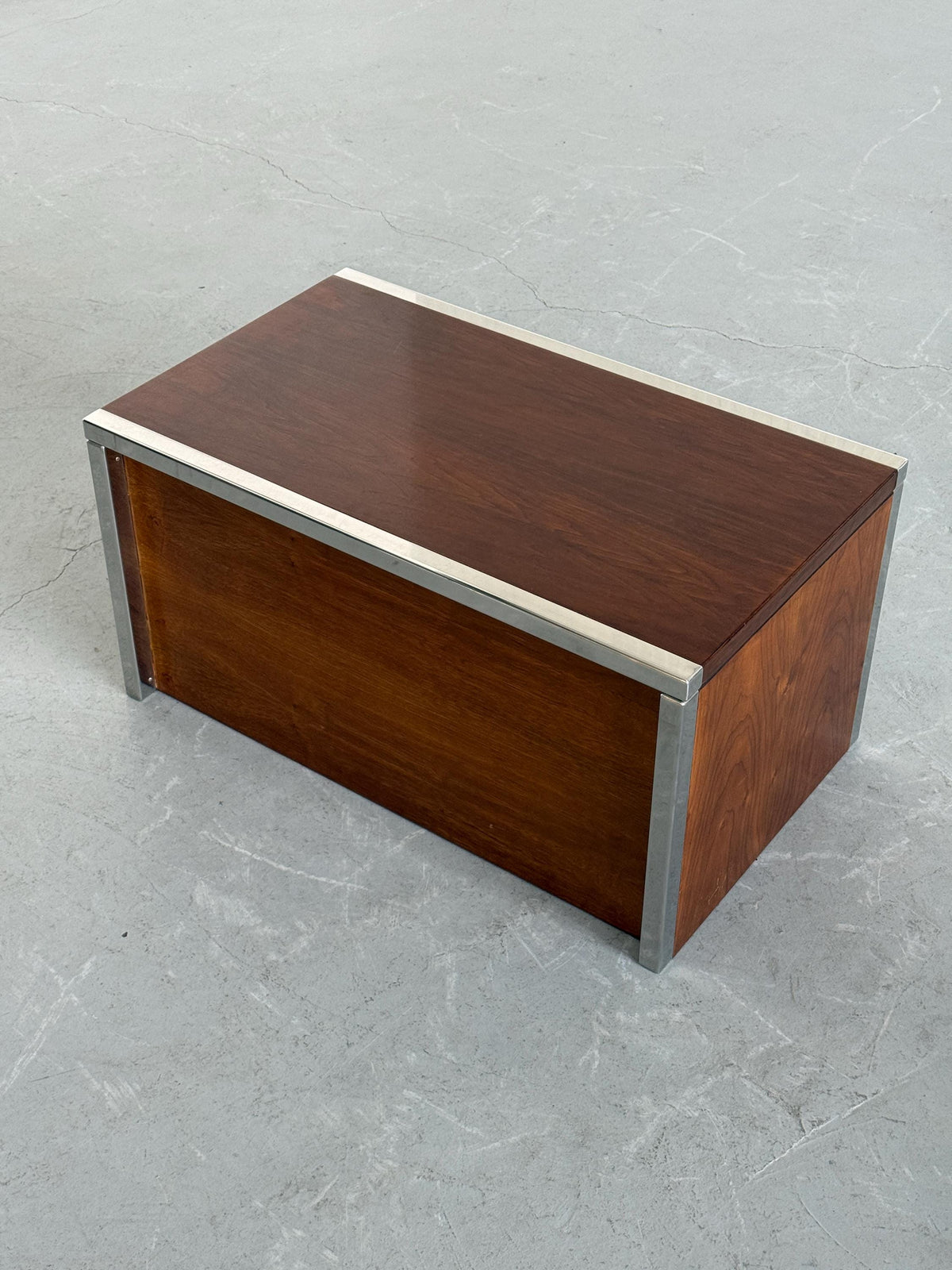 Wood and Chrome Three-Drawer Side Table