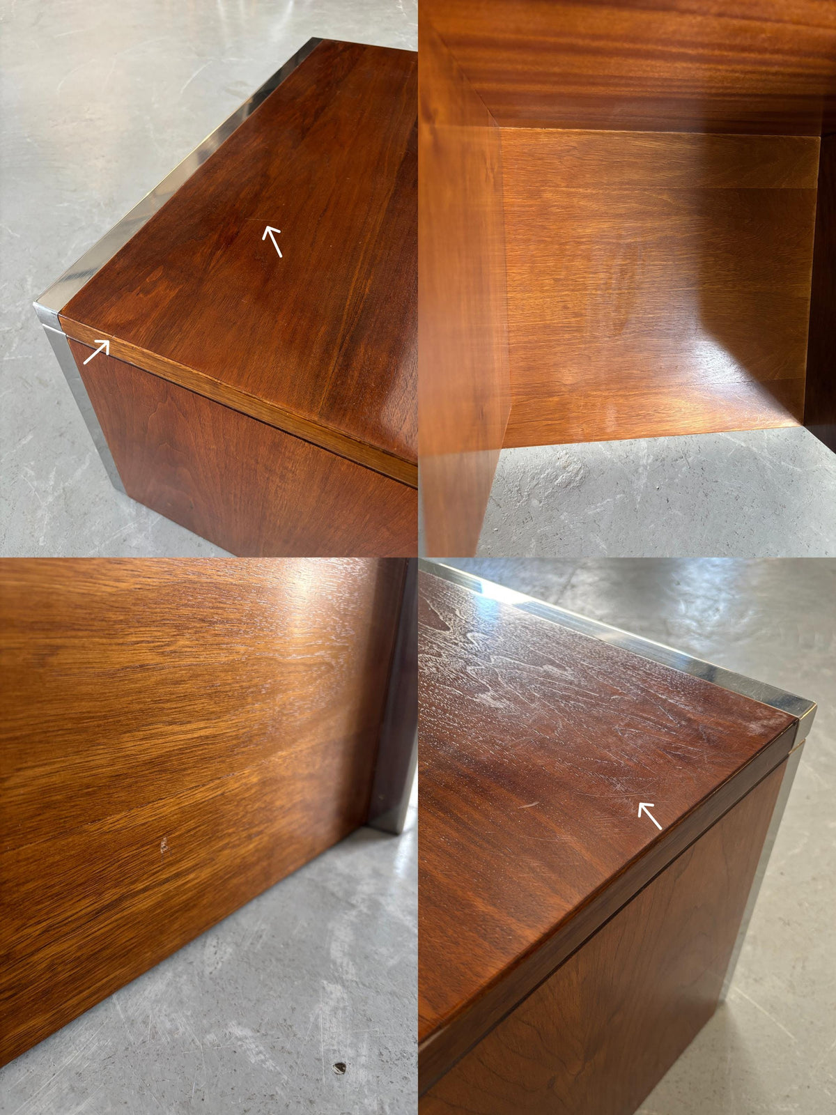 Wood and Chrome Three-Drawer Side Table