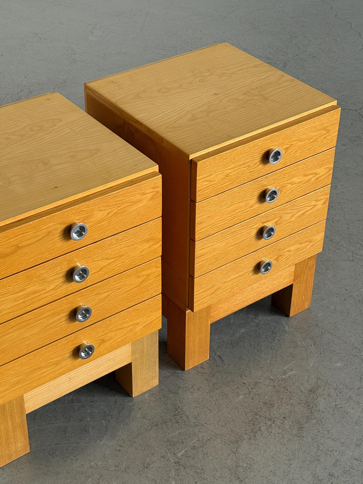 Four-Drawer Bedside Cabinets with Recessed Circular Pulls