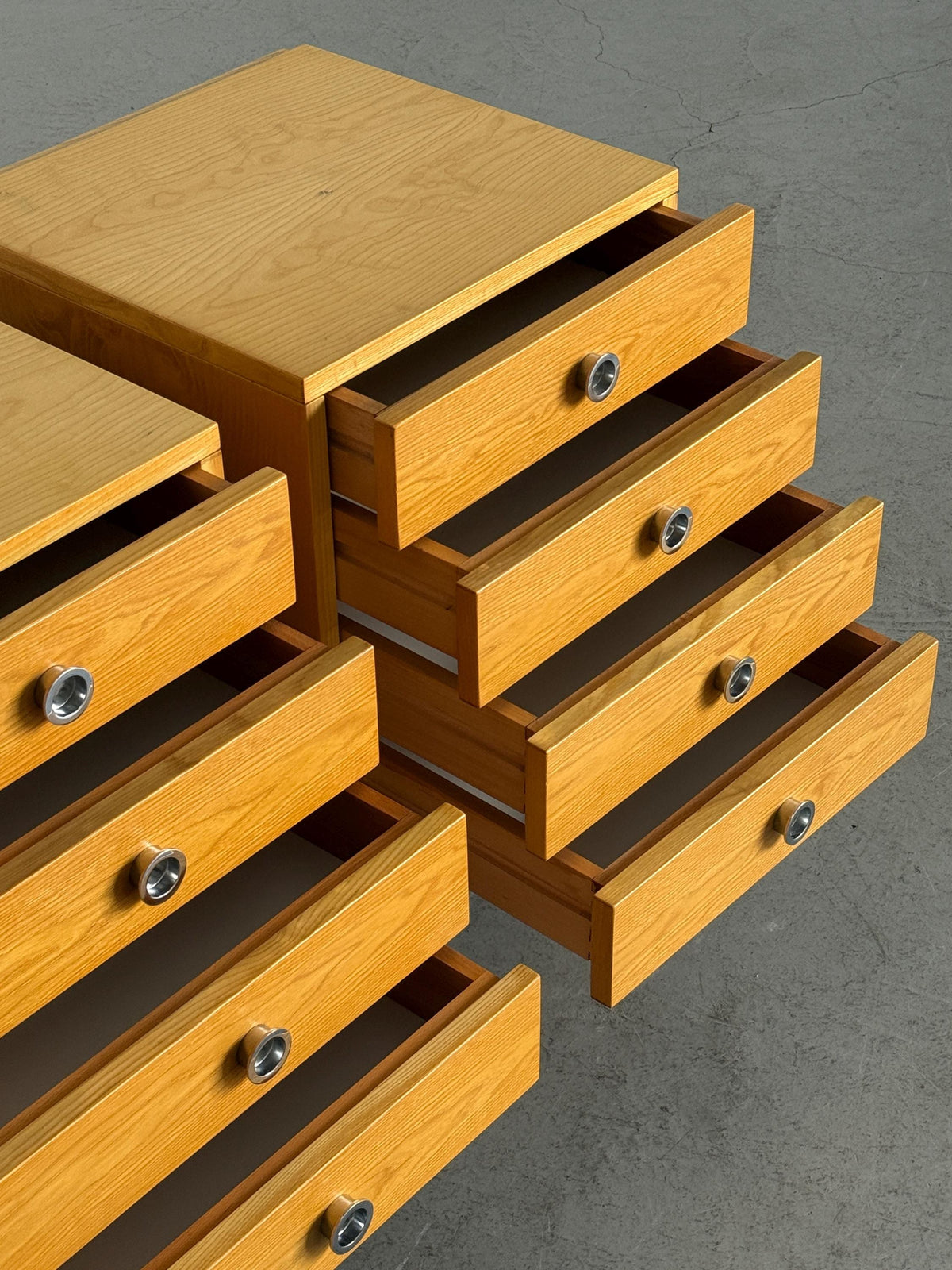 Four-Drawer Bedside Cabinets with Recessed Circular Pulls