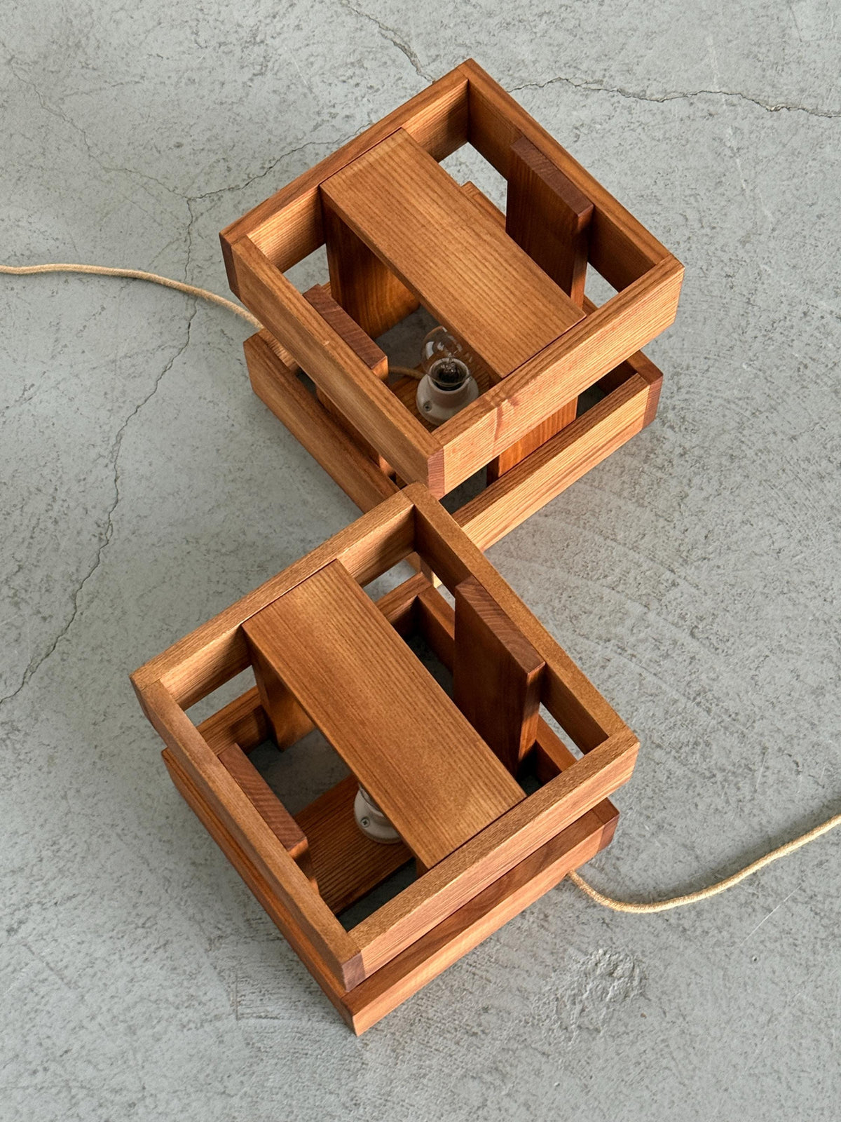 Architectural Wooden Box Table Lamps