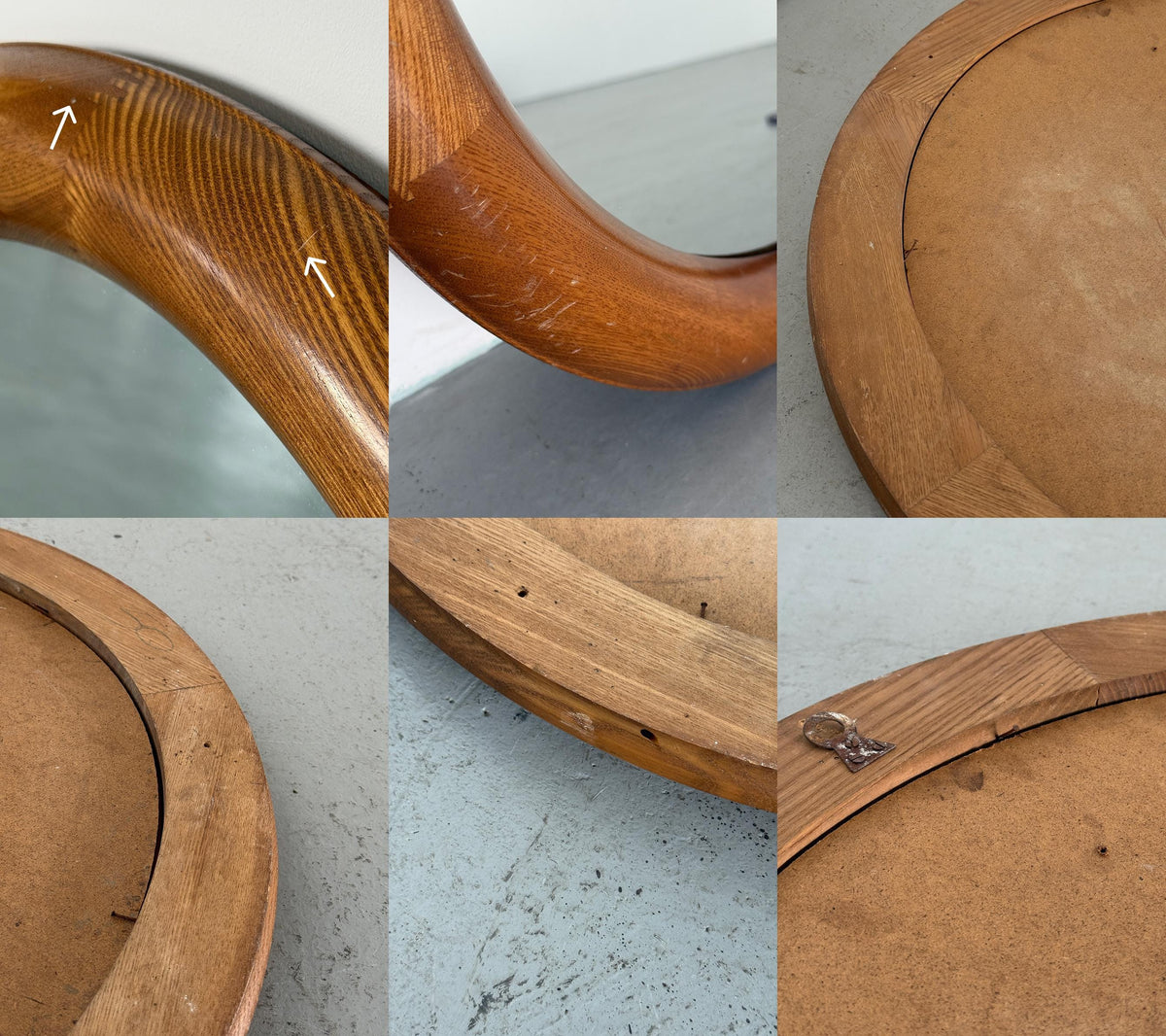 Round Mirror with Thick Frame in Honey Wood