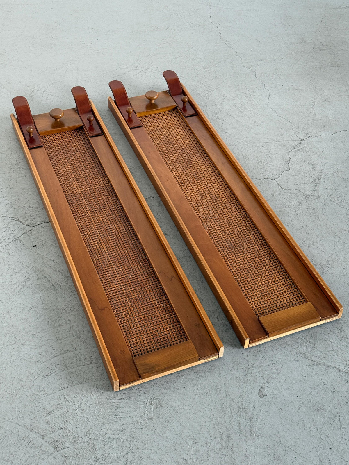 La Moderna Wall-Mounted Coat Rack in Cane and Leather