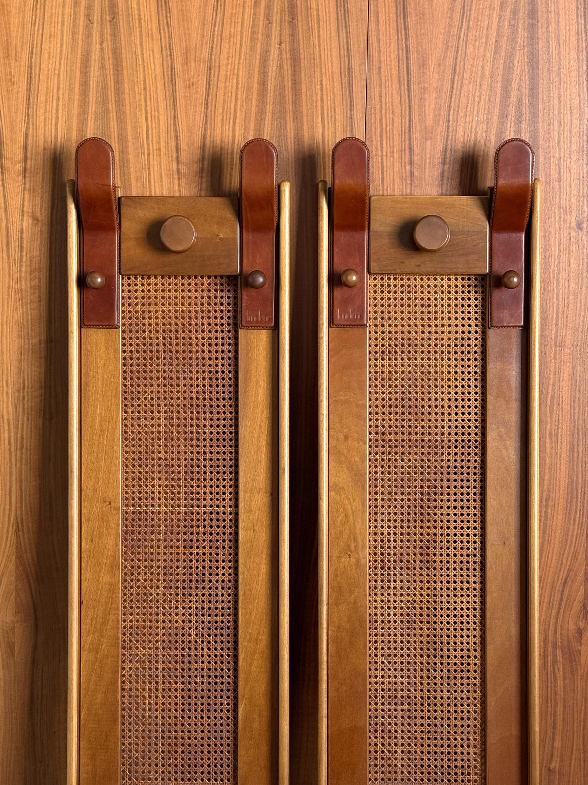 La Moderna Wall-Mounted Coat Rack in Cane and Leather