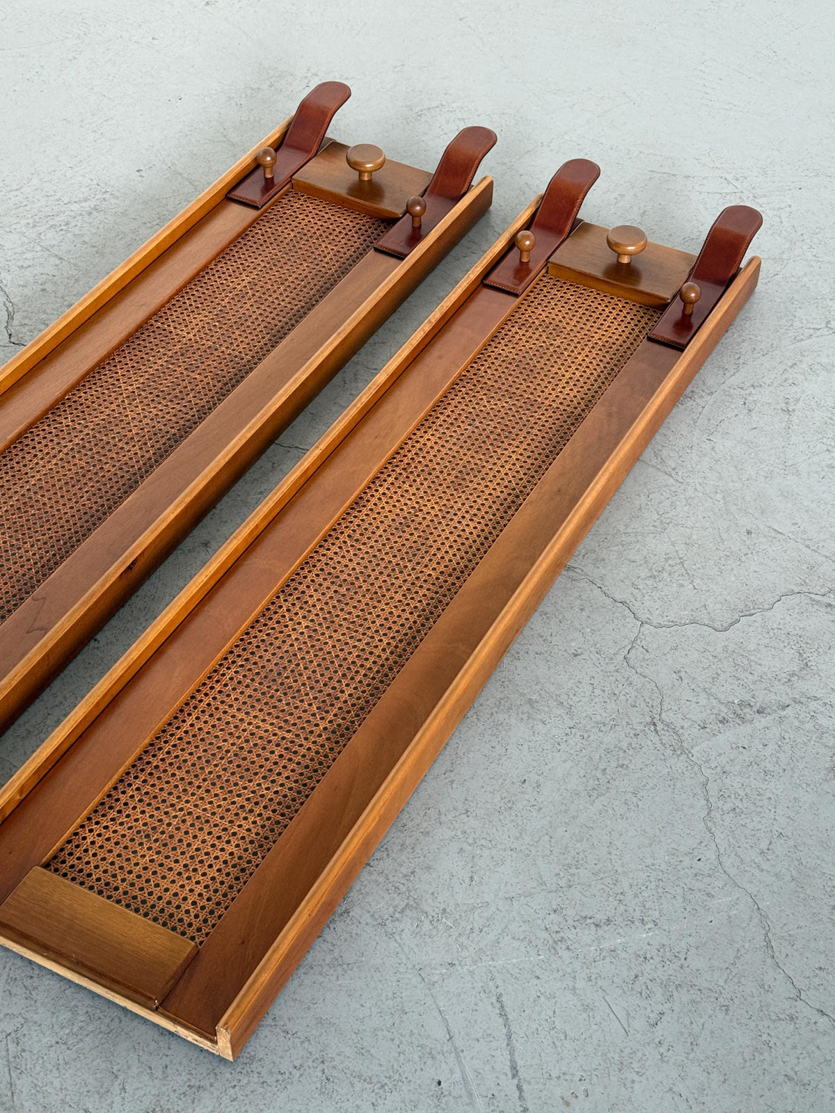 La Moderna Wall-Mounted Coat Rack in Cane and Leather