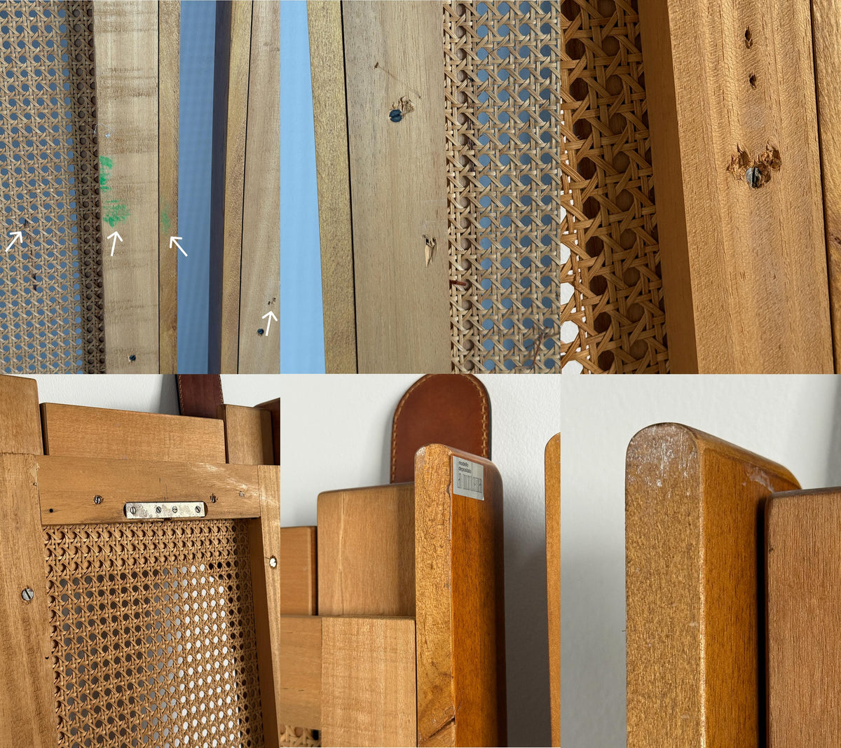 La Moderna Wall-Mounted Coat Rack in Cane and Leather