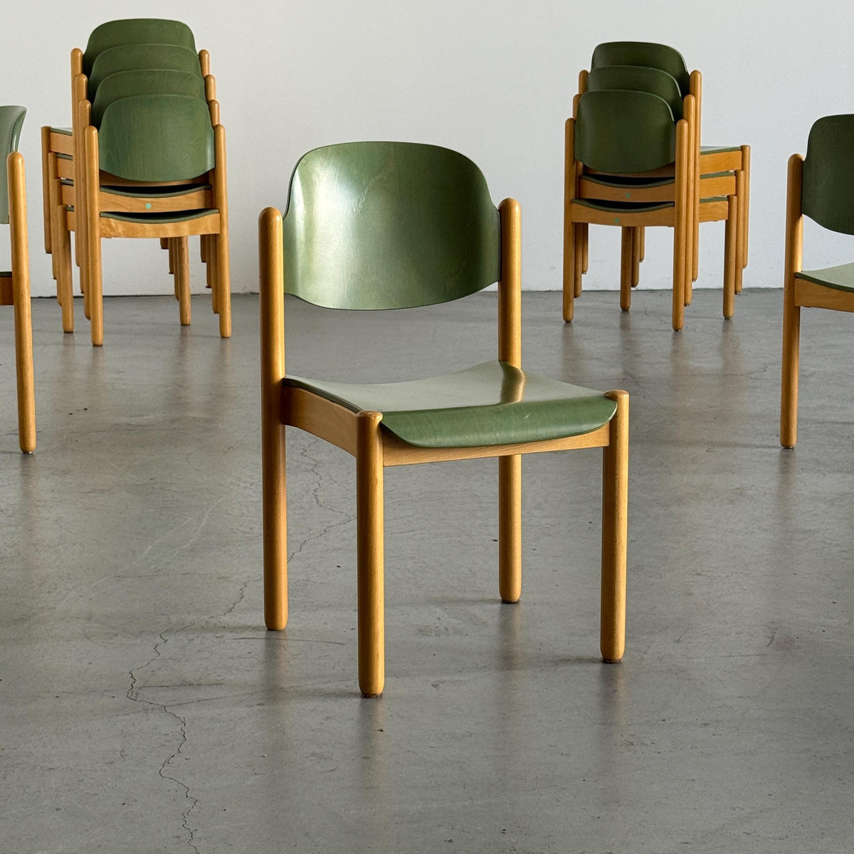 Modernist Stackable Chair in Green Plywood