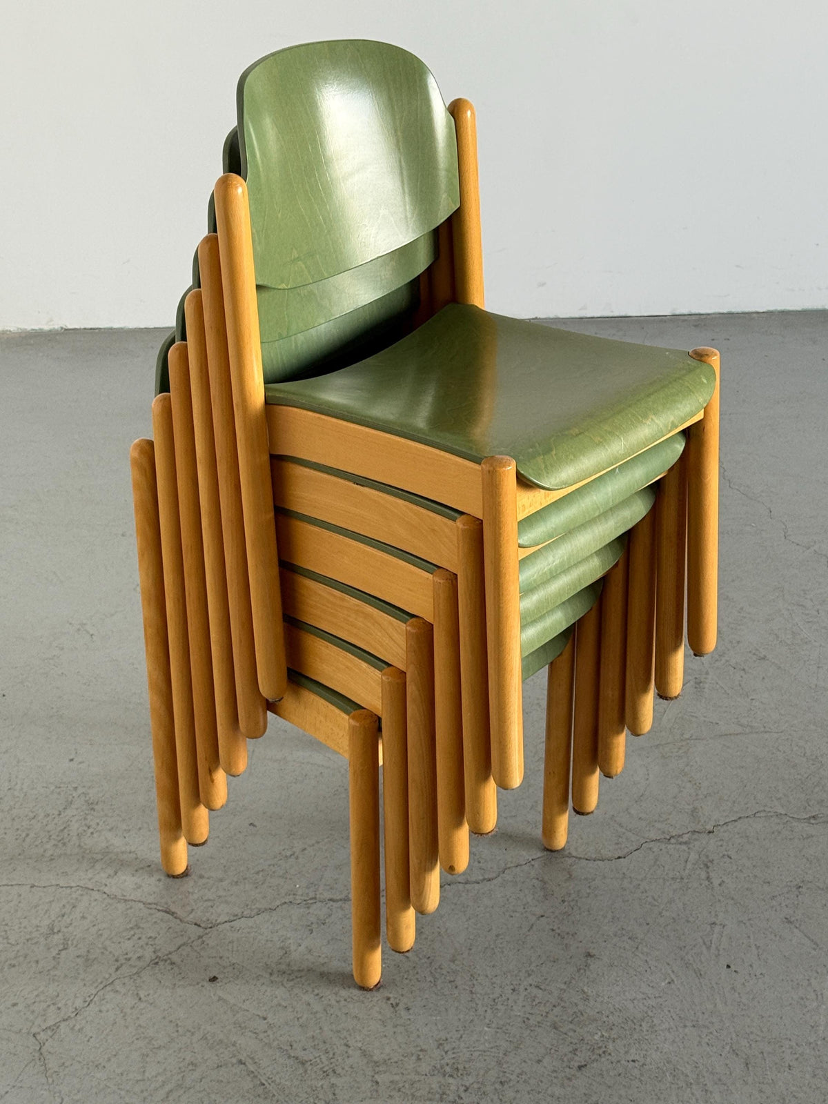 Modernist Stackable Chair in Green Plywood