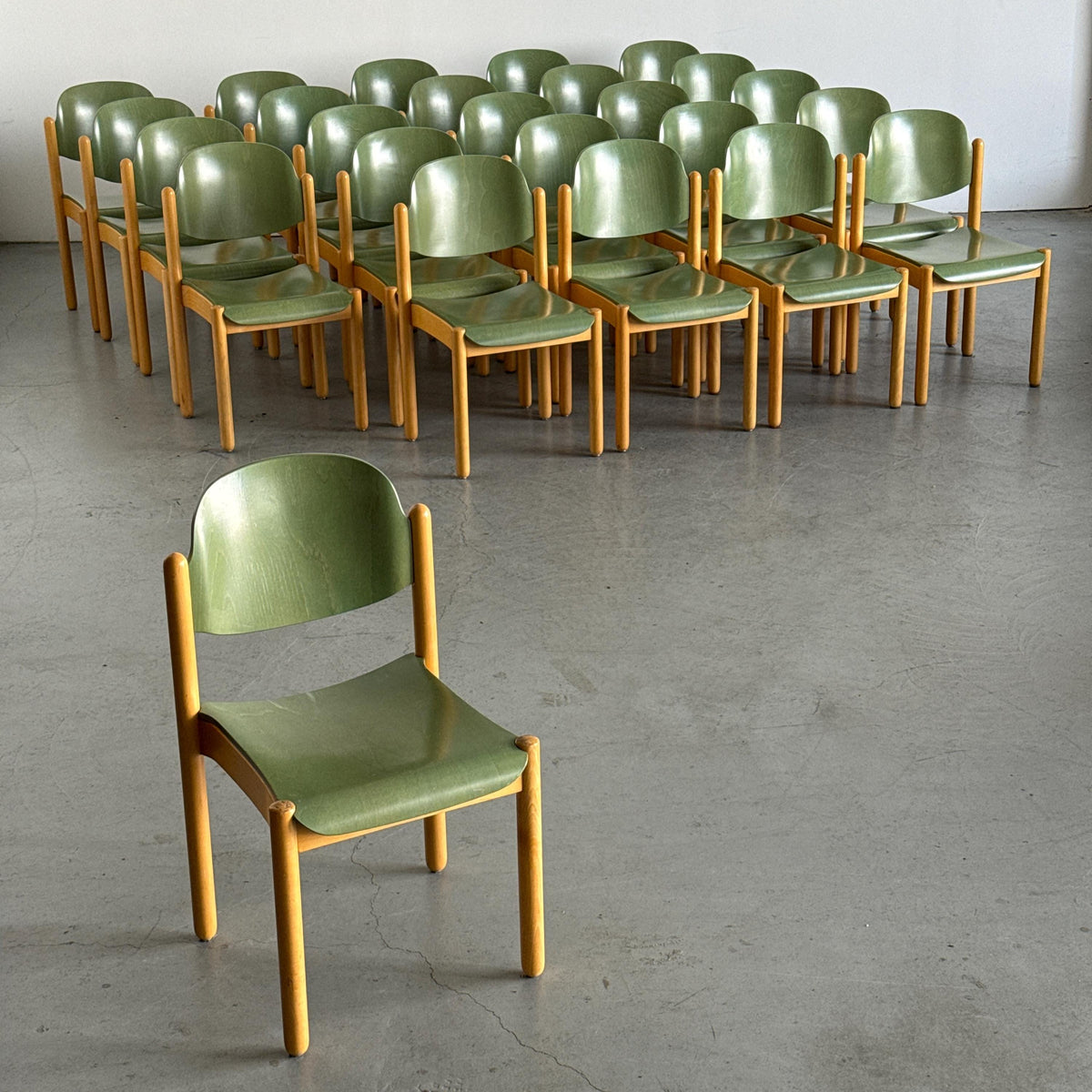 Modernist Stackable Chair in Green Plywood