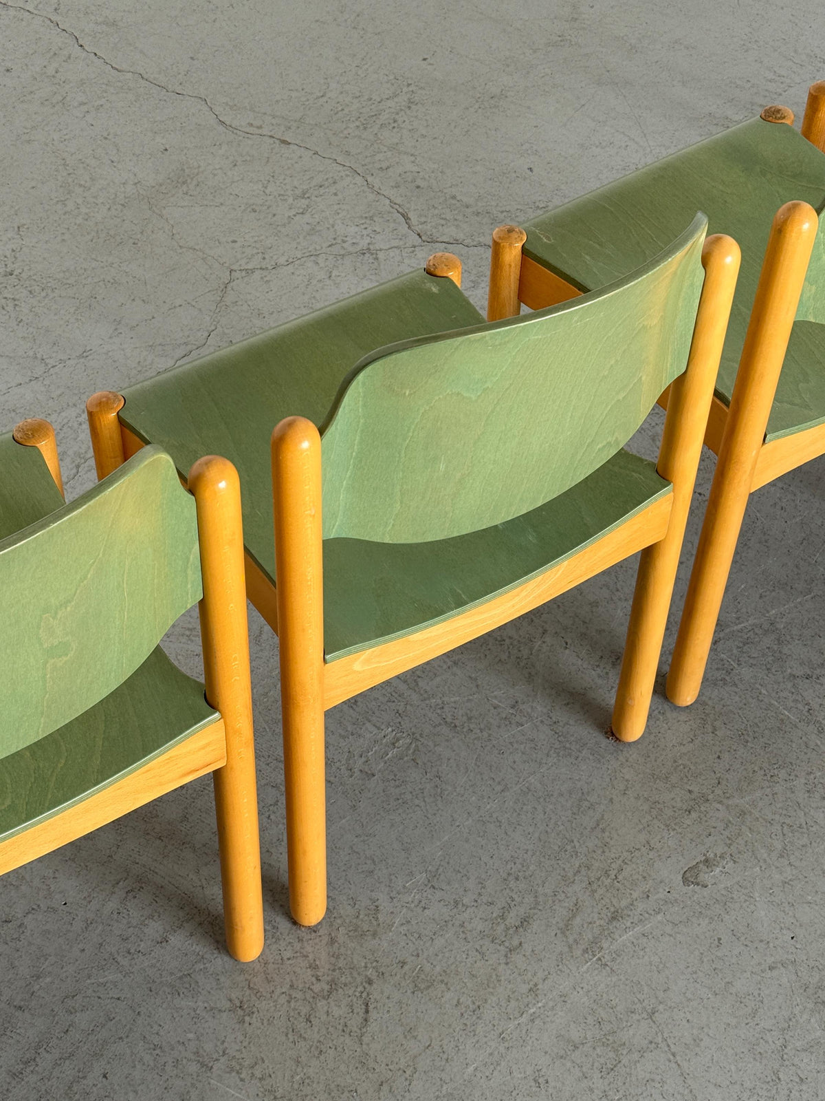 Modernist Stackable Chair in Green Plywood